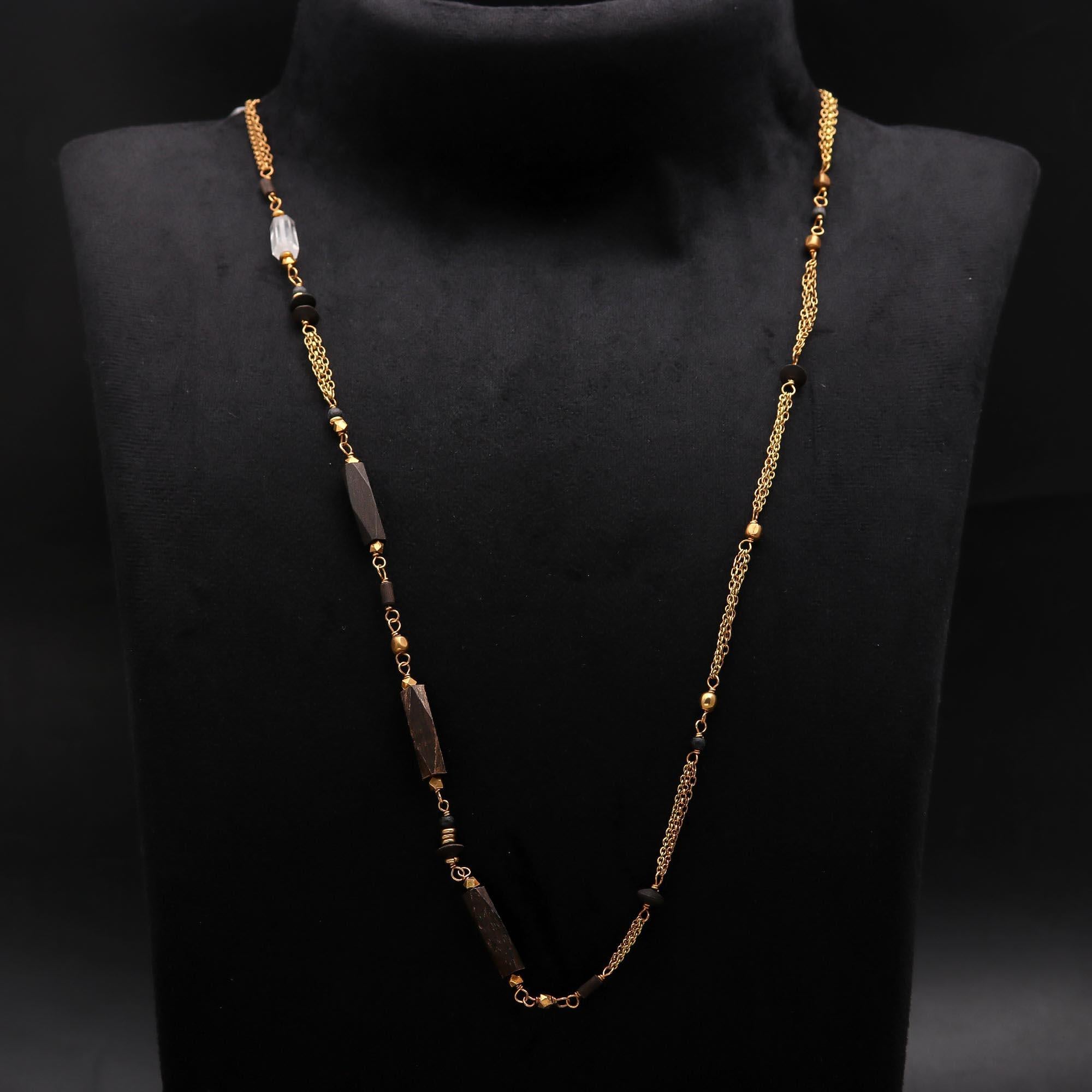 925 Silver Black Wood Chain Necklace