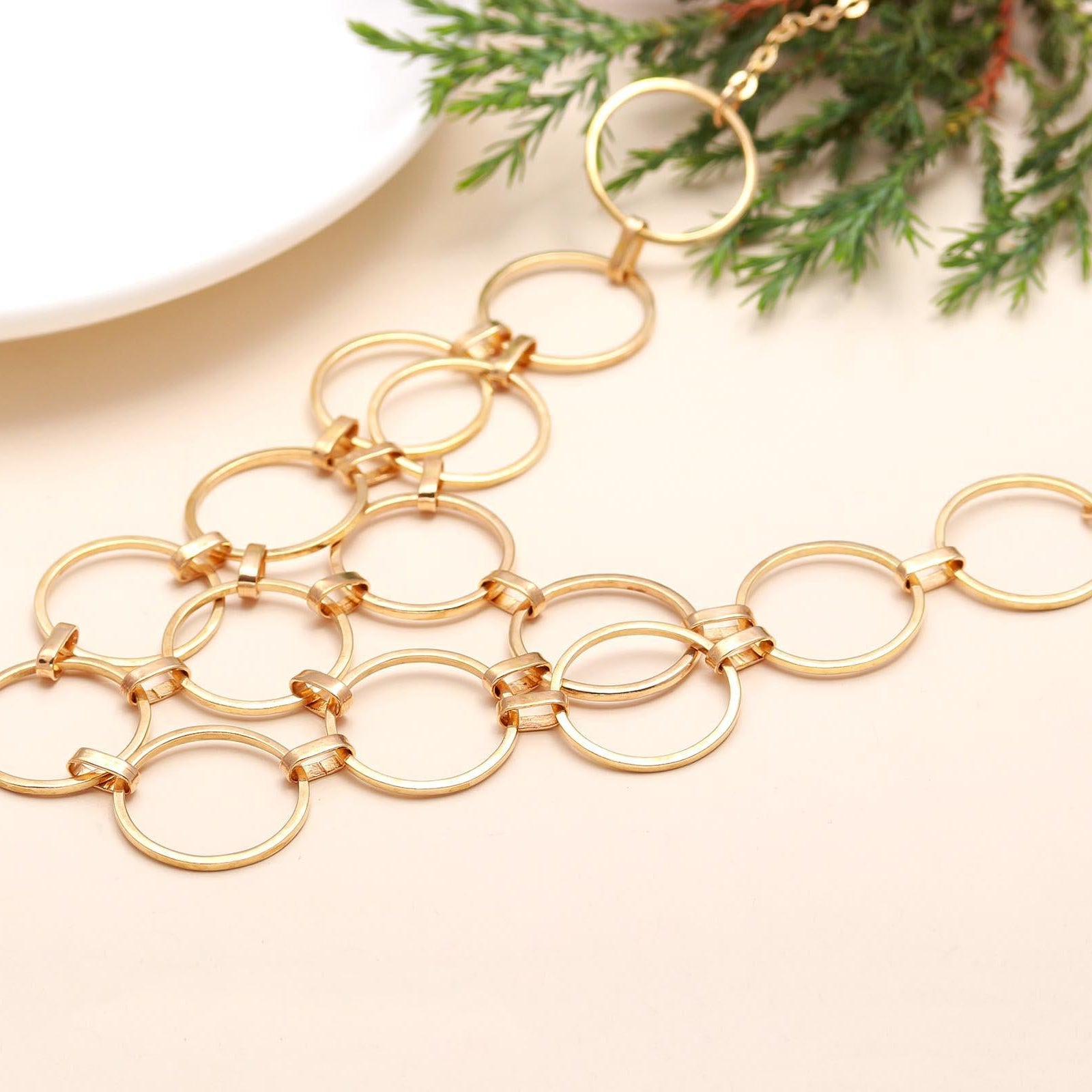 The Golden Armor: Interlocking Ring Bib Necklace