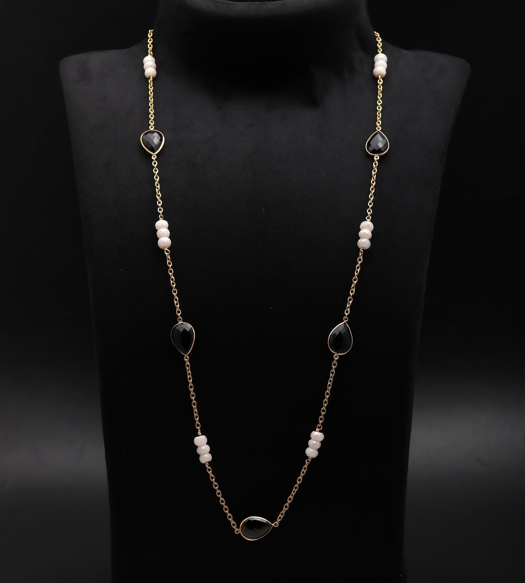 925 Silver Black Onyx Chain Necklace