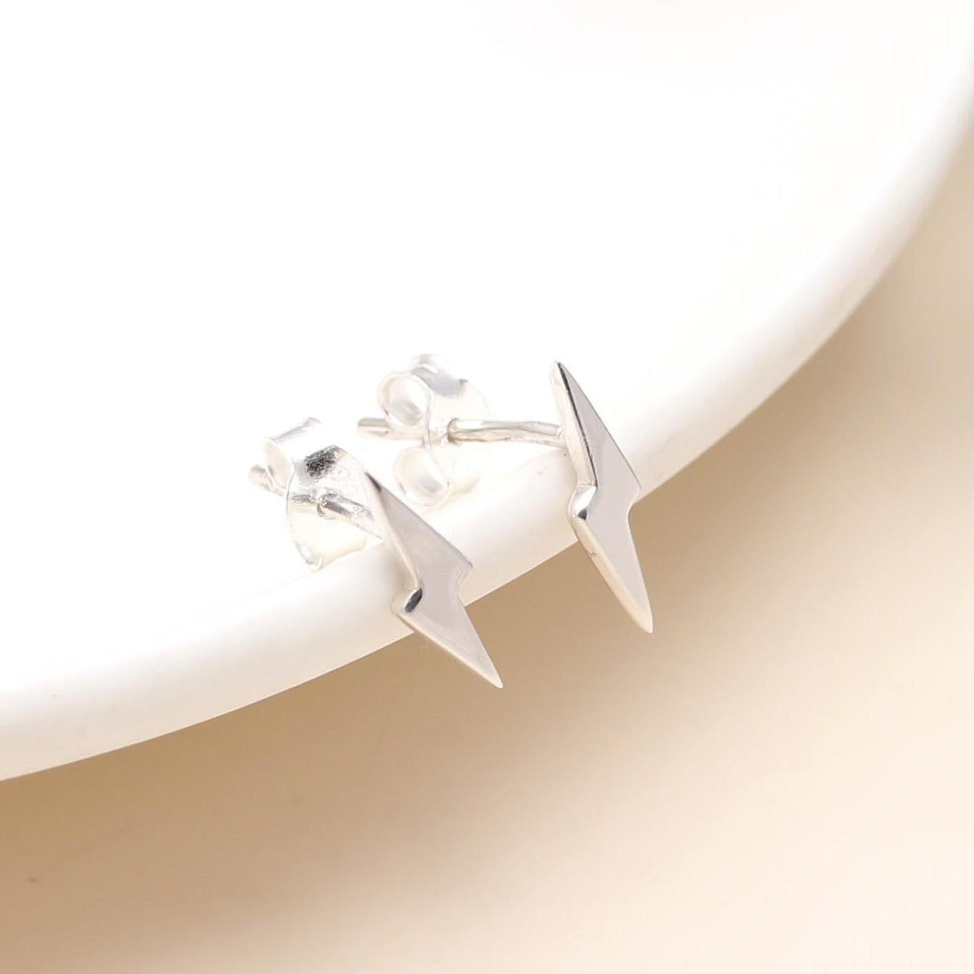 925 Sterling Silver Lightning Bolt Stud Earring With Push Backs