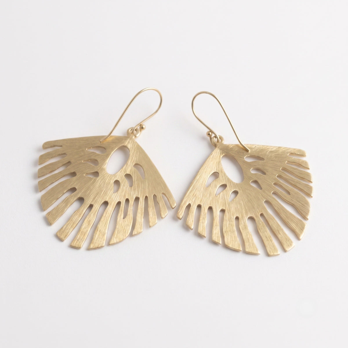The Tulum Palm: Reversible Hammered Fan Leaf Earrings