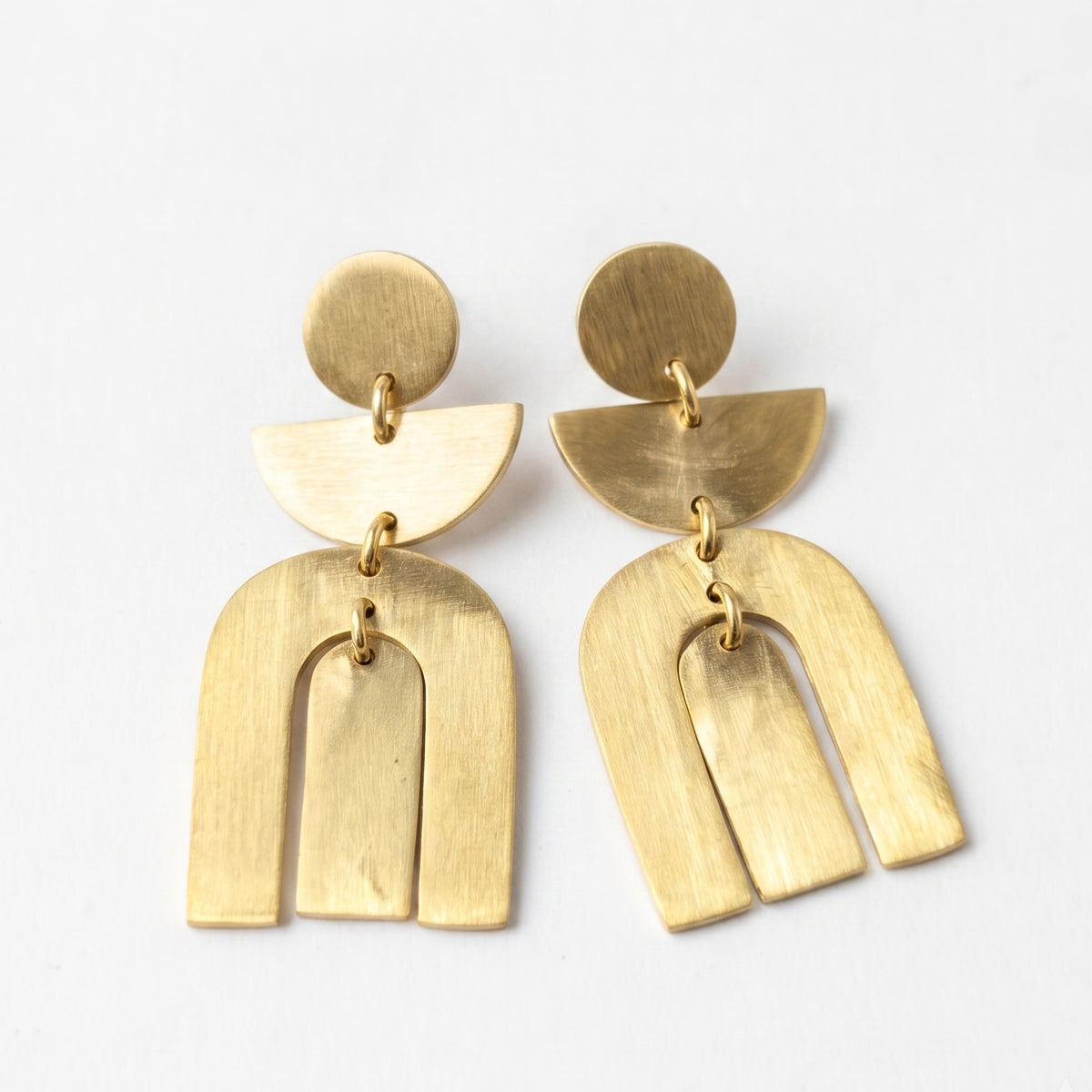 The Desert Arch: Geometric Tiered Statement Earrings