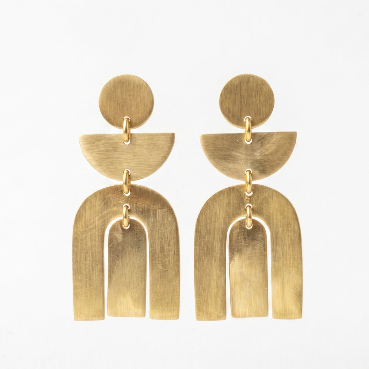 The Desert Arch: Geometric Tiered Statement Earrings