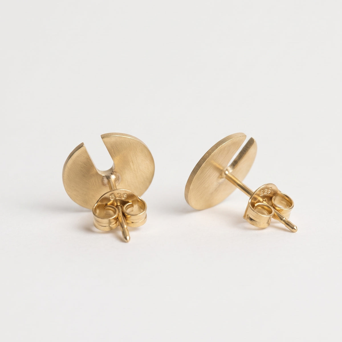 The Sundial: Brushed Notched Disc Stud Earrings, view 3 of 5