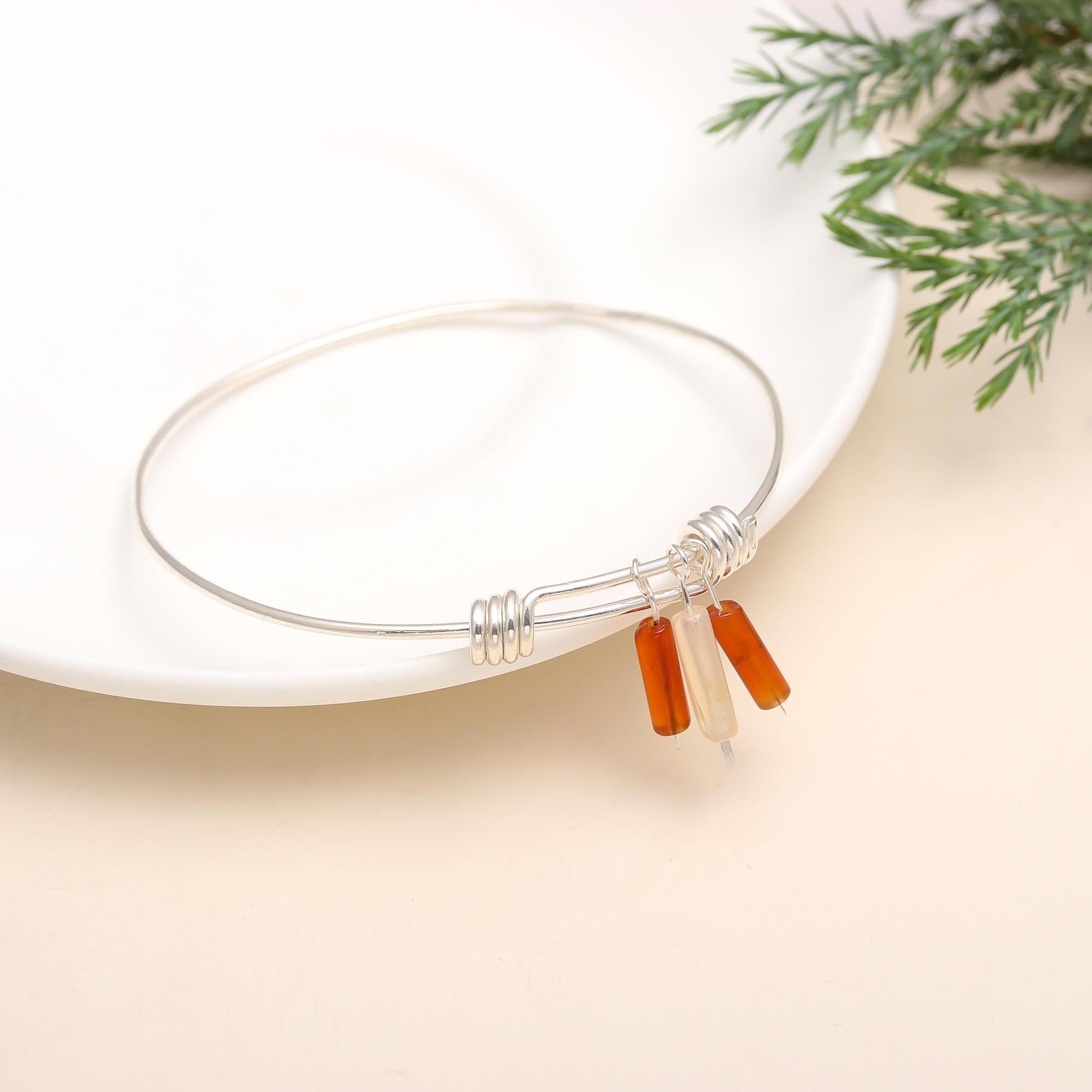 925 Silver Orange and Cream Bangle
