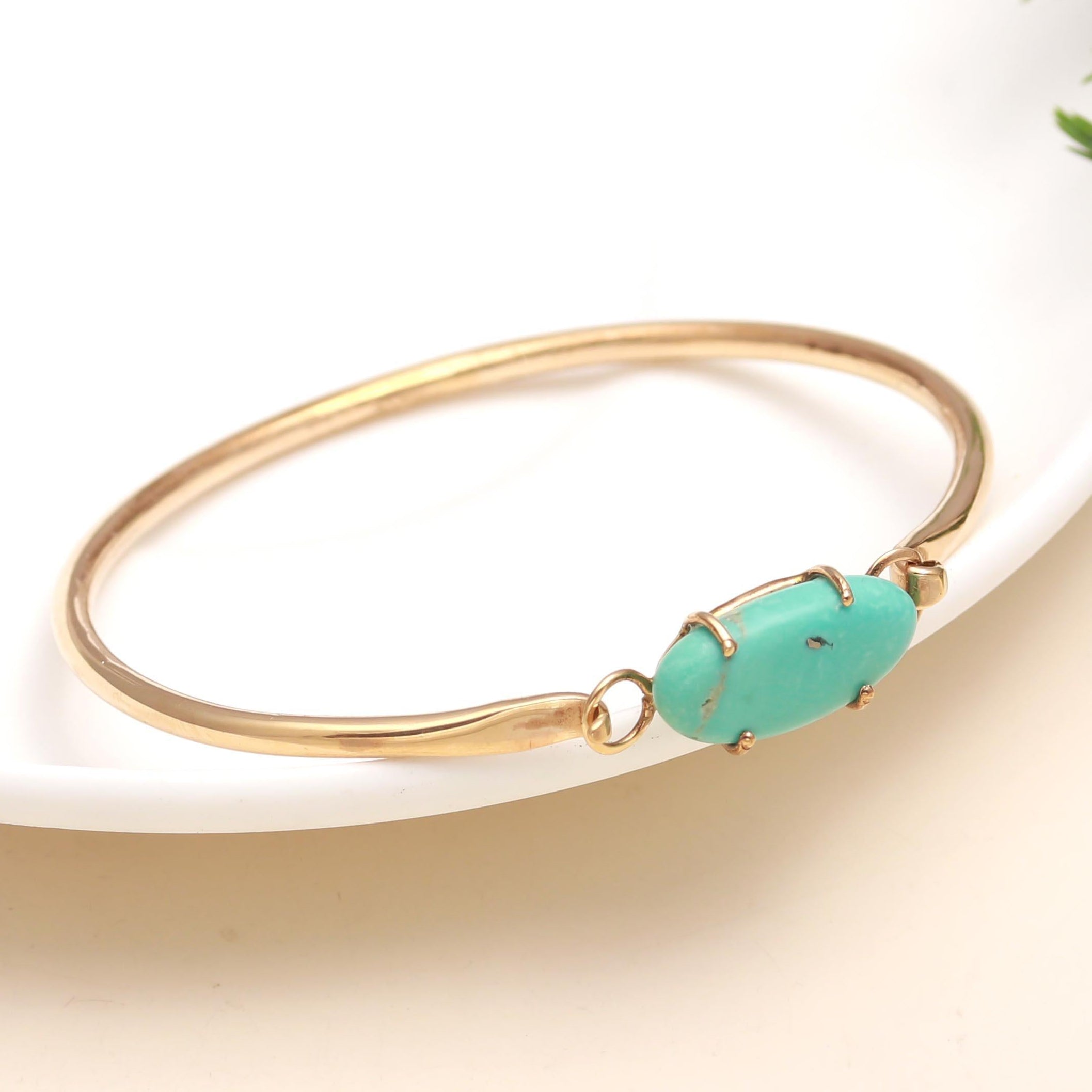 The Vivid Horizon: Natural Turquoise Gold Bangle