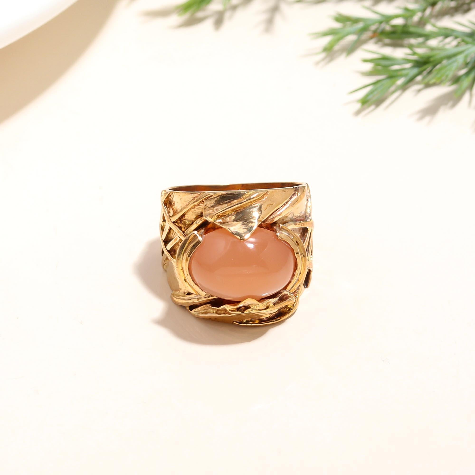 925 Silver Peach Moonstone Ring