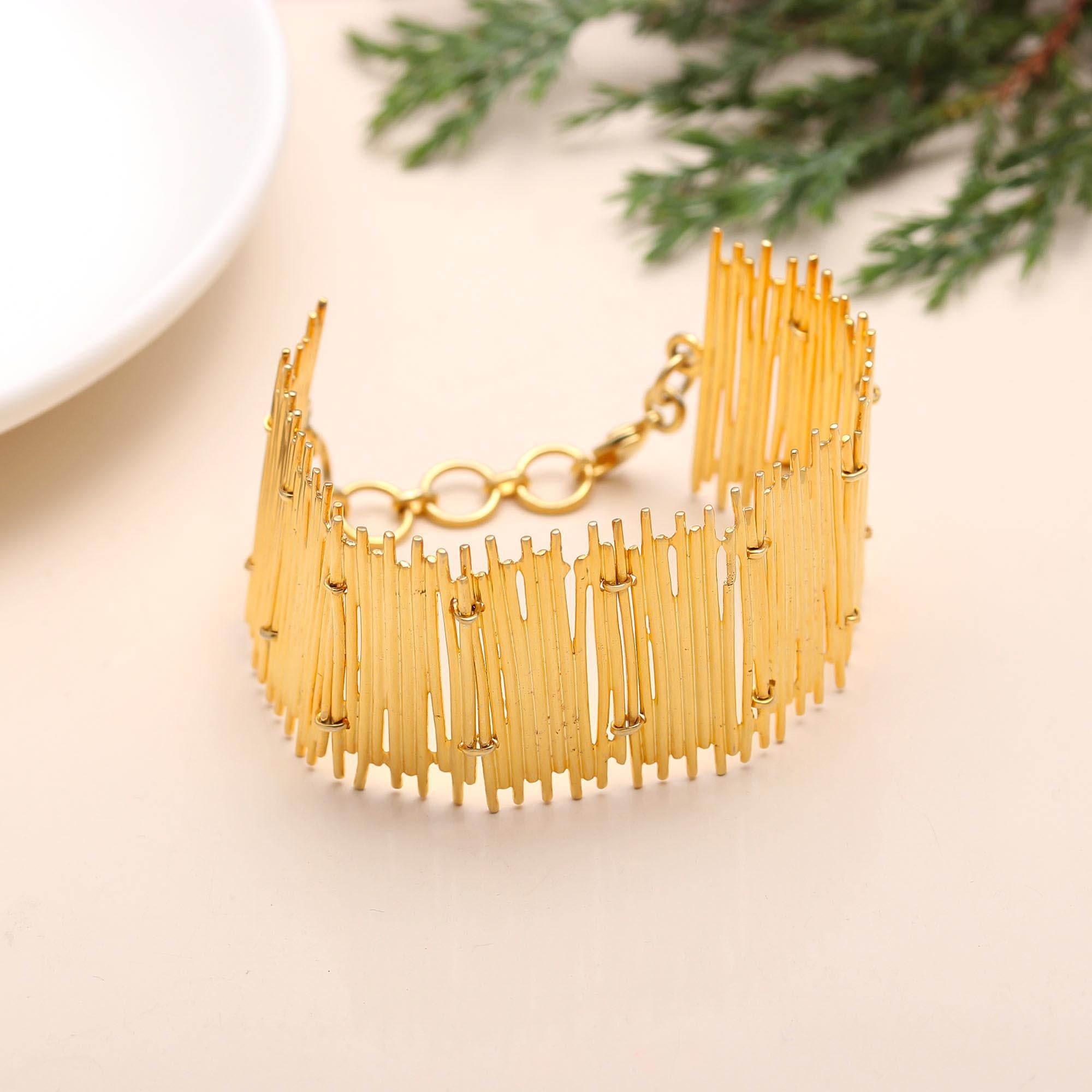 Brass Adjustable Matt Stick Bracelet