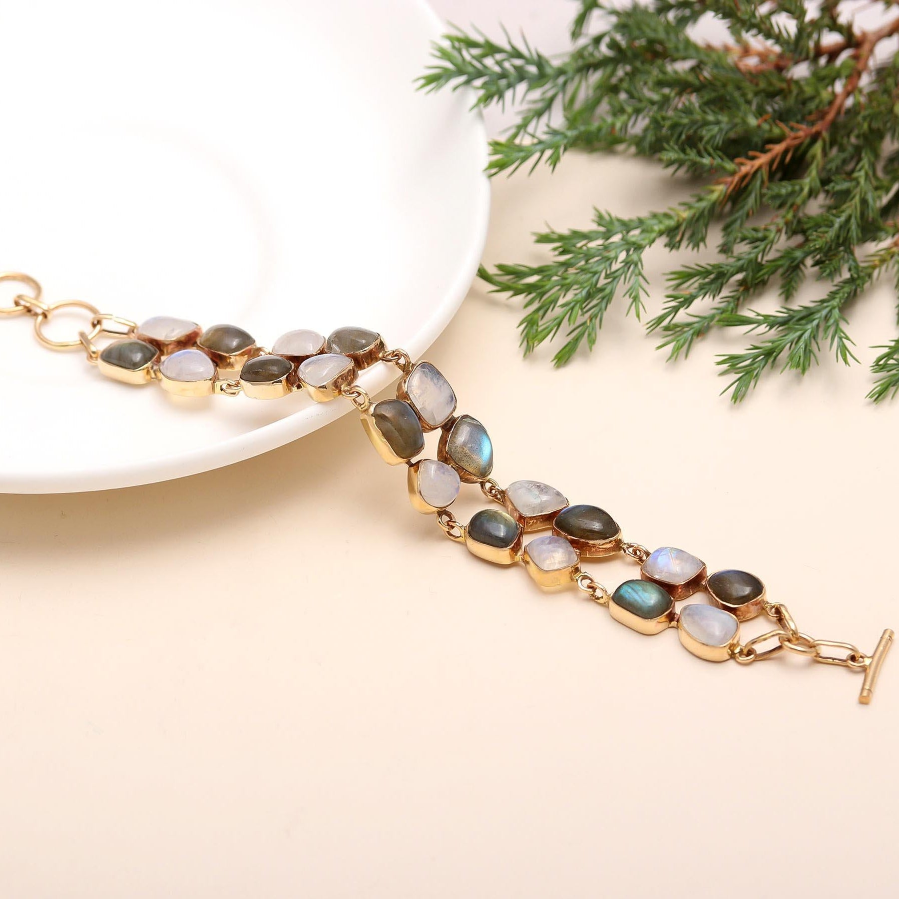 Rainbow Moonstone & Labradorite Bracelet