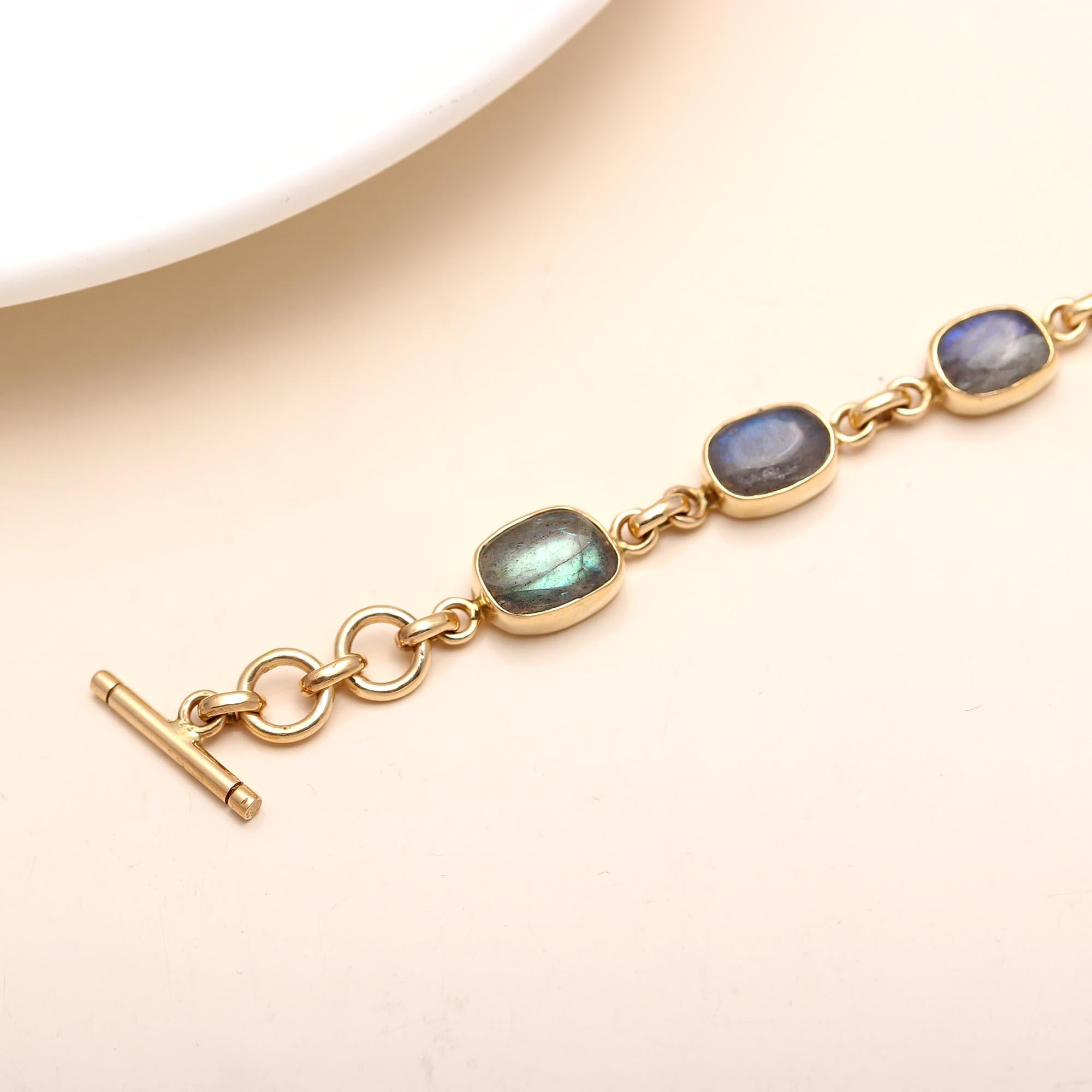 925 Silver Labradorite Station Bracelet
