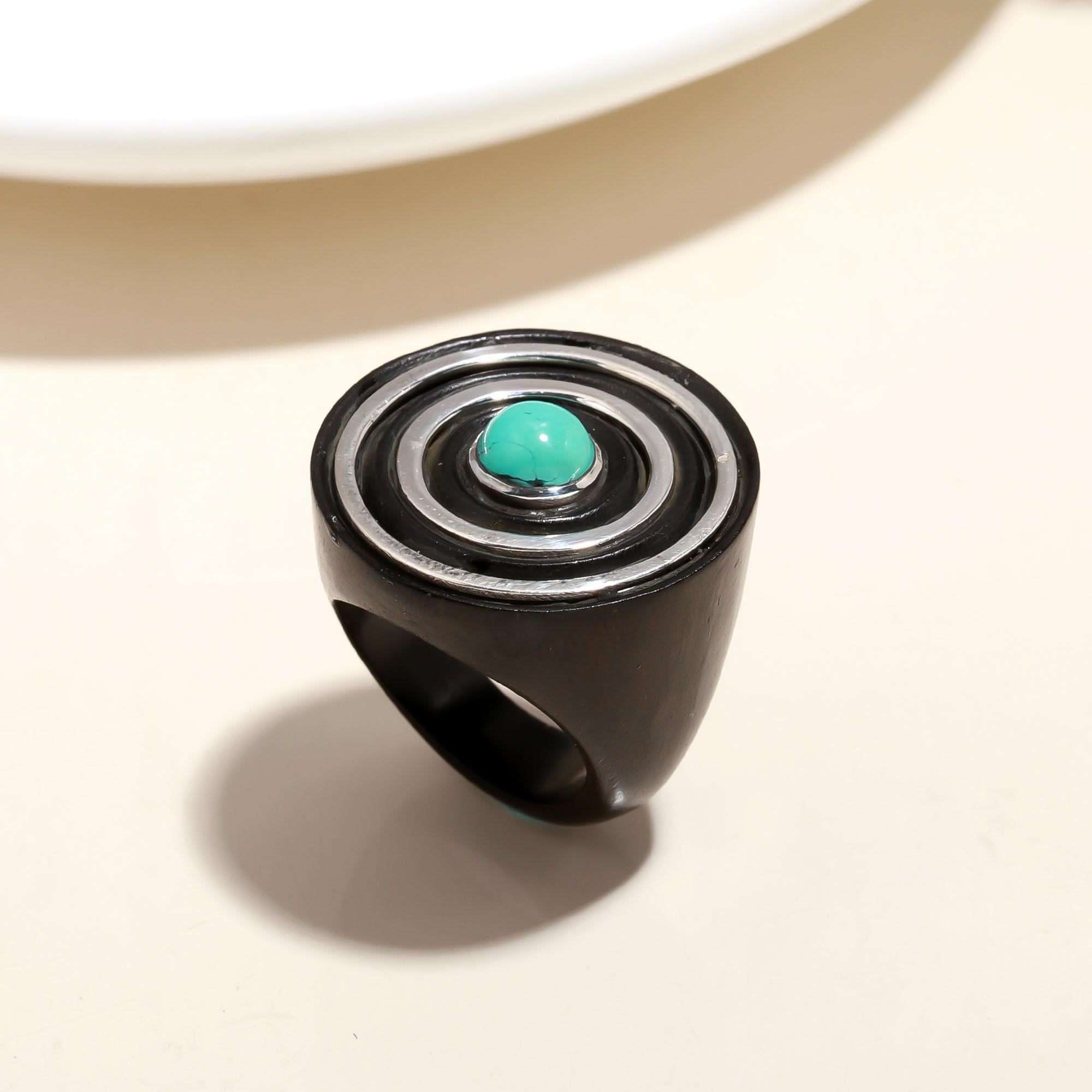 925 Silver Turquoise Enamel Ring