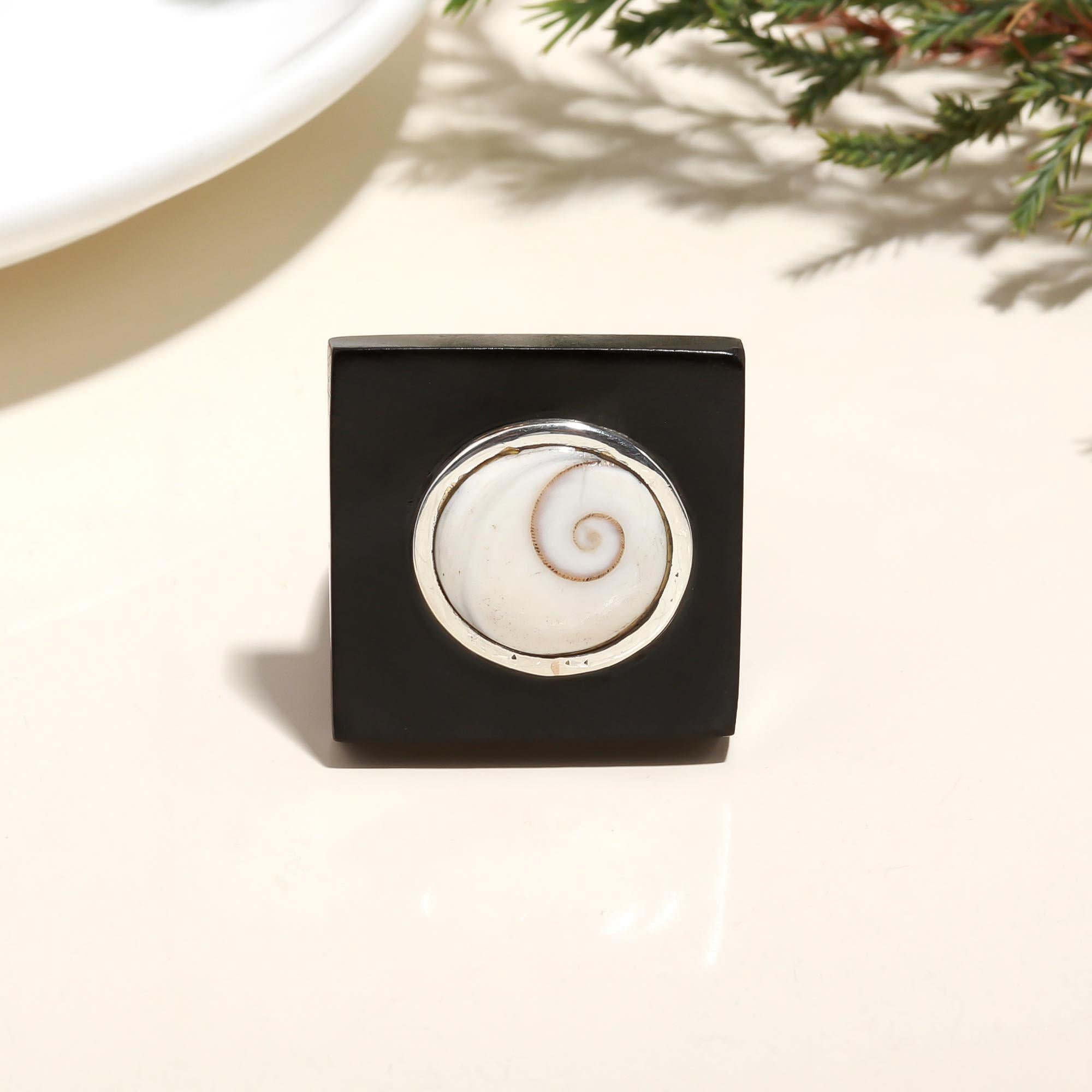 925 Silver Square Shell Ring