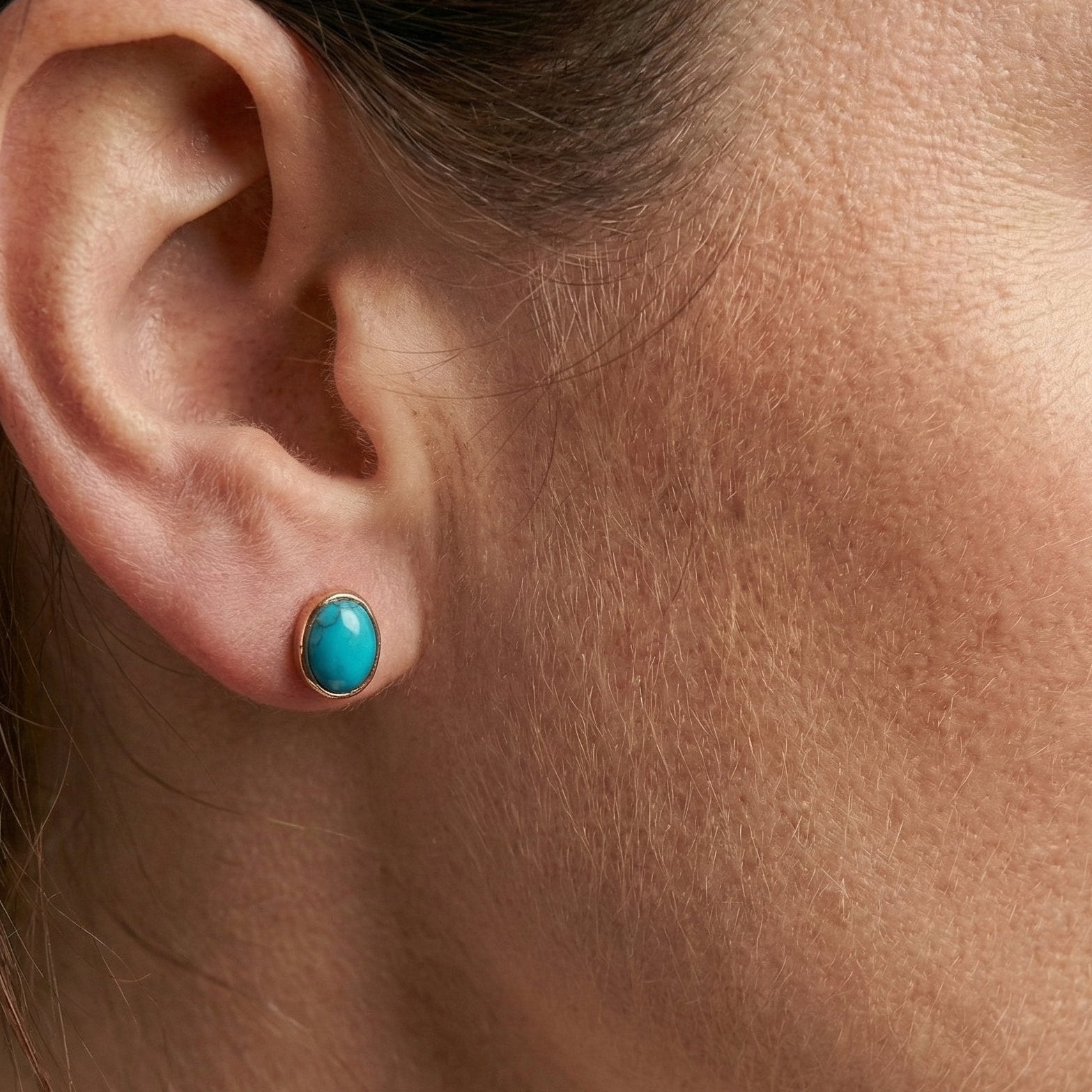 The Azure Blush: Turquoise & Rose Gold Stud Earrings