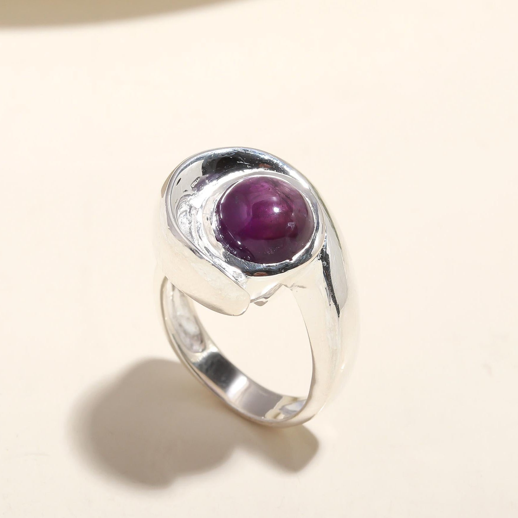 925 Silver Amethyst Swirl Ring