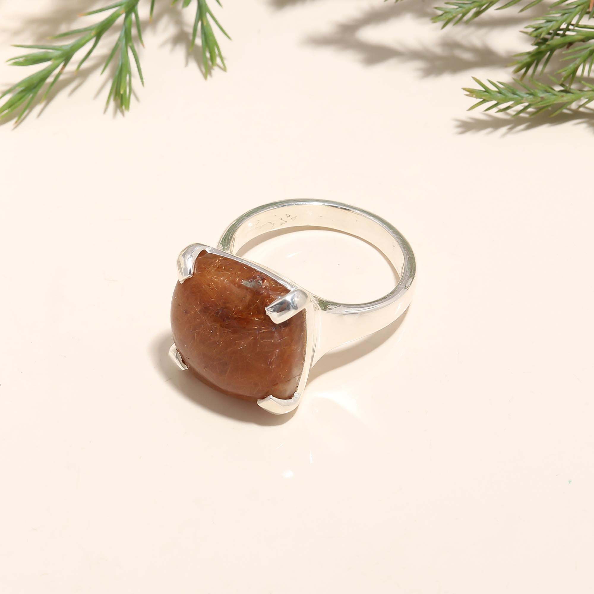 925 Silver Rutilated Quartz Ring