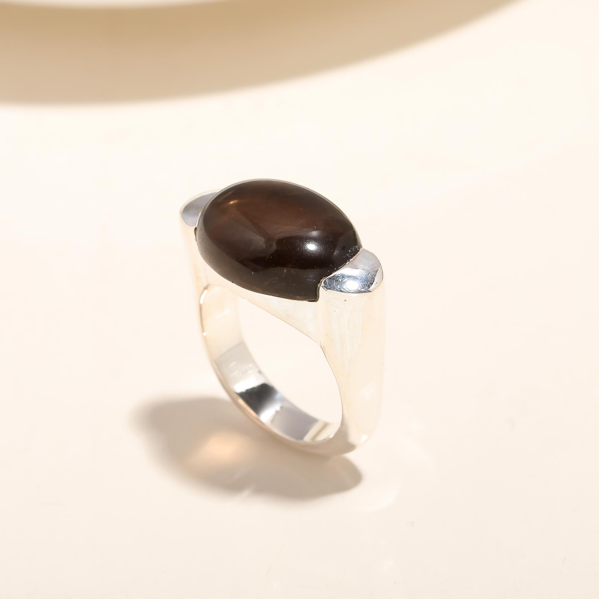 925 Silver Smoky Quartz Ring