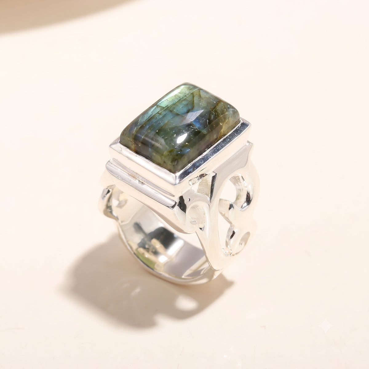 925 Silver Green Jade Ring