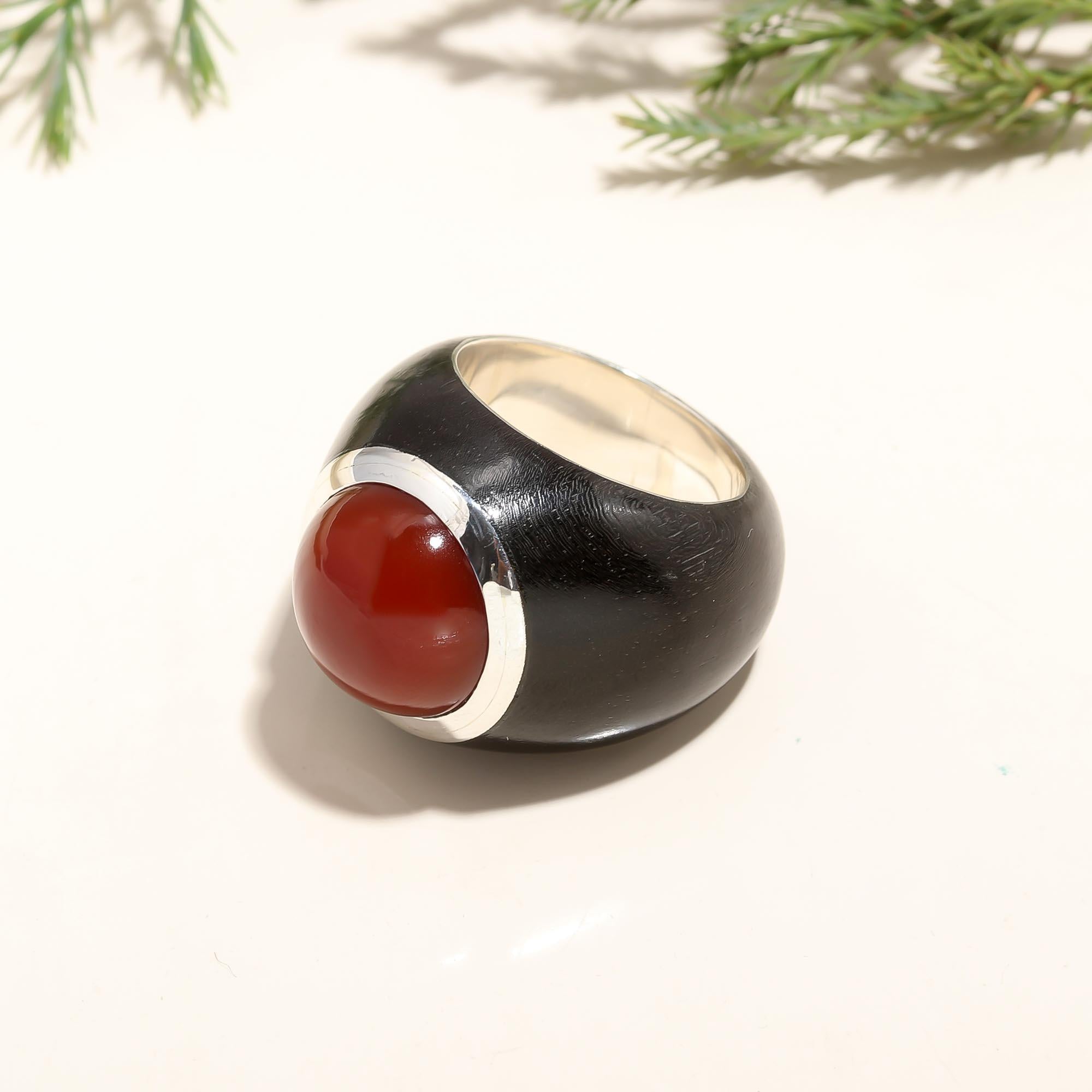 925 Silver Red Carnelian Ring