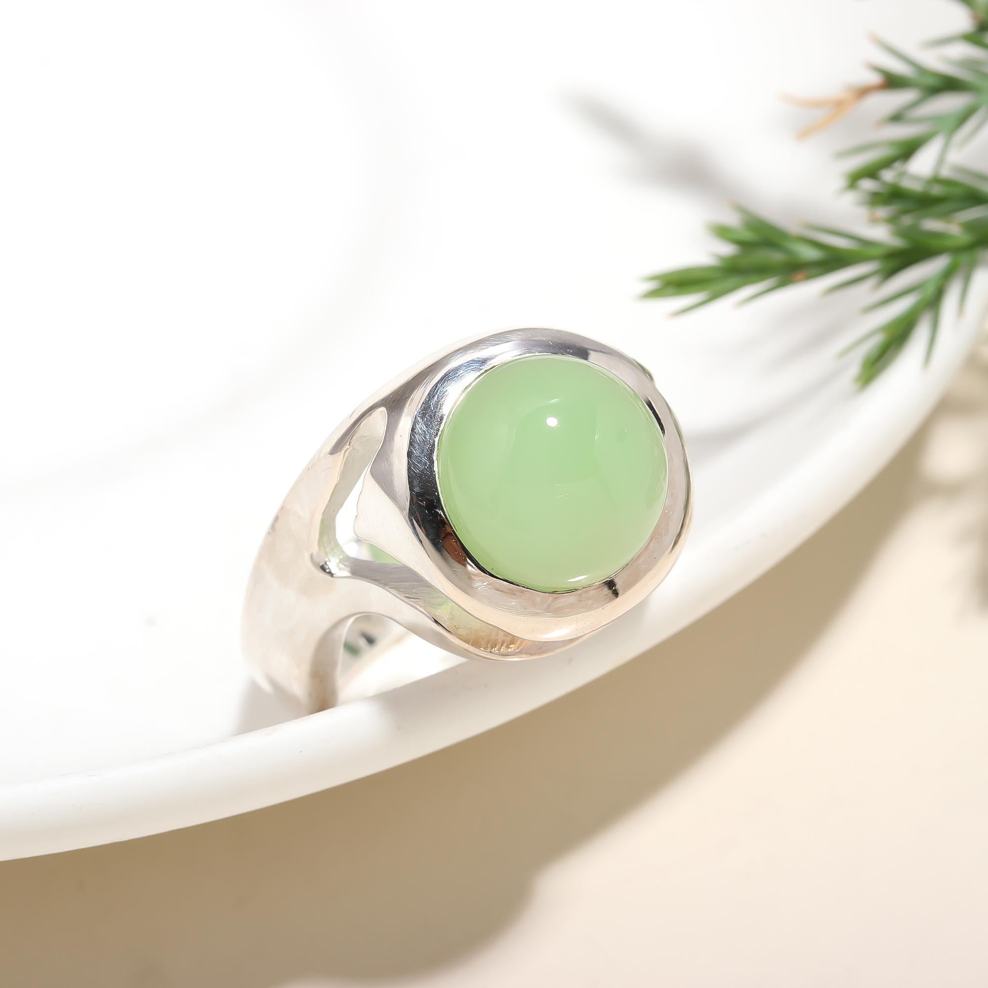 925 Silver Green Chalcedony Ring