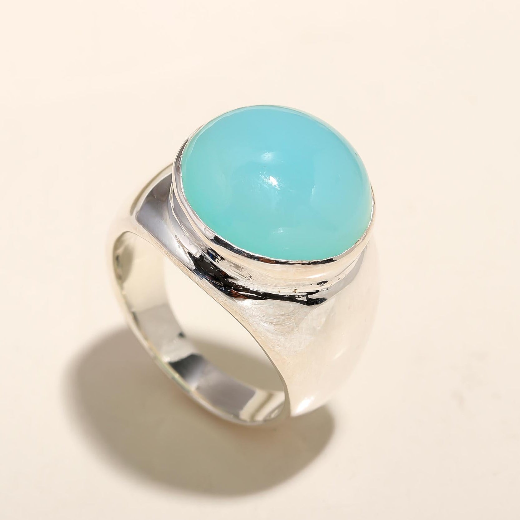 925 Silver Blue Chalcedony Ring