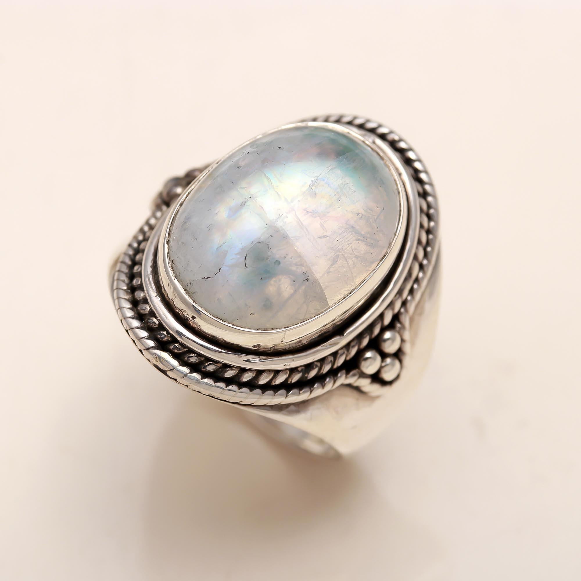 925 Silver Moonstone Boho Ring