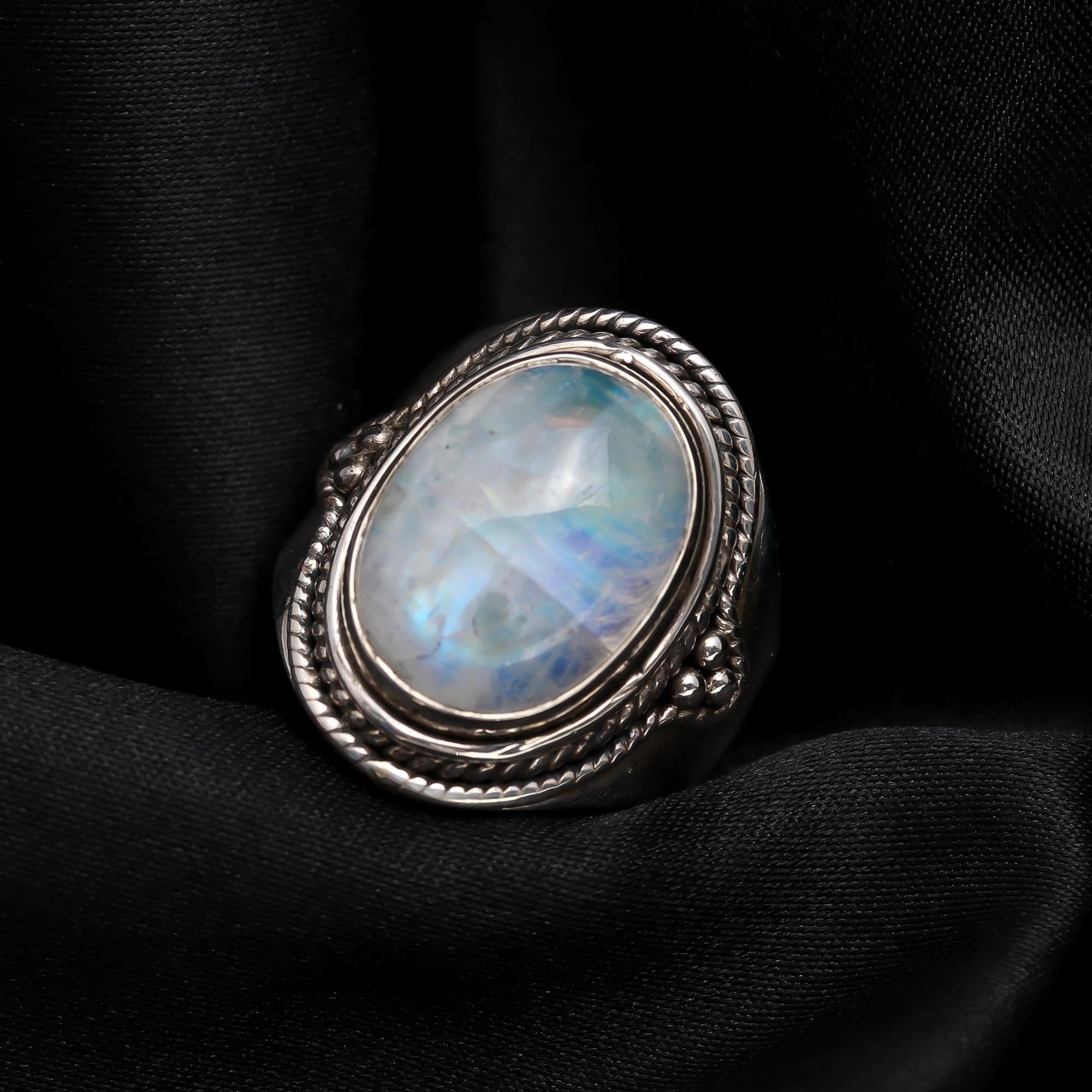 925 Silver Moonstone Boho Ring