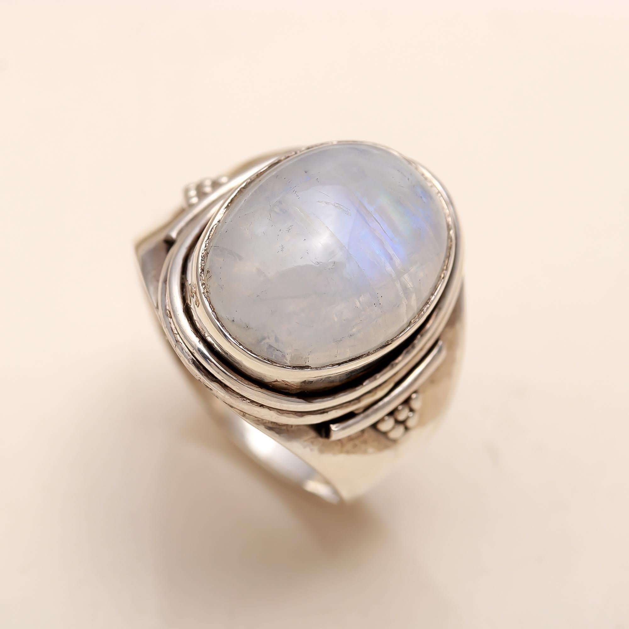 925 Silver Oval Moonstone Ring