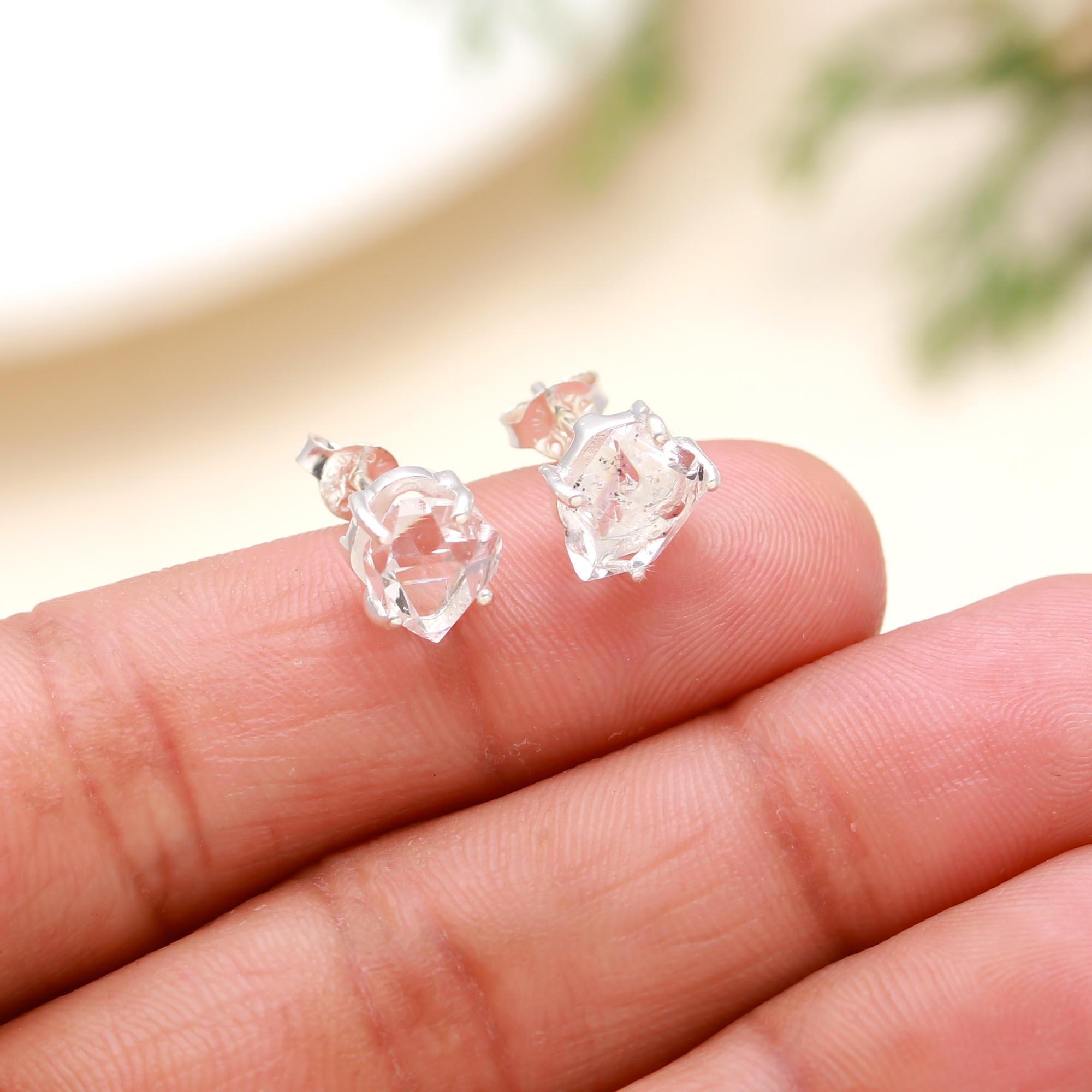925 Silver Herkimer Quartz Stud Earrings