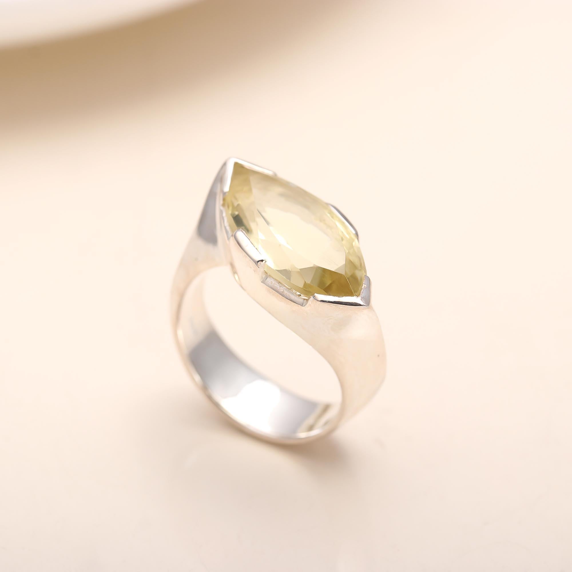 925 Silver Lemon Quartz Ring