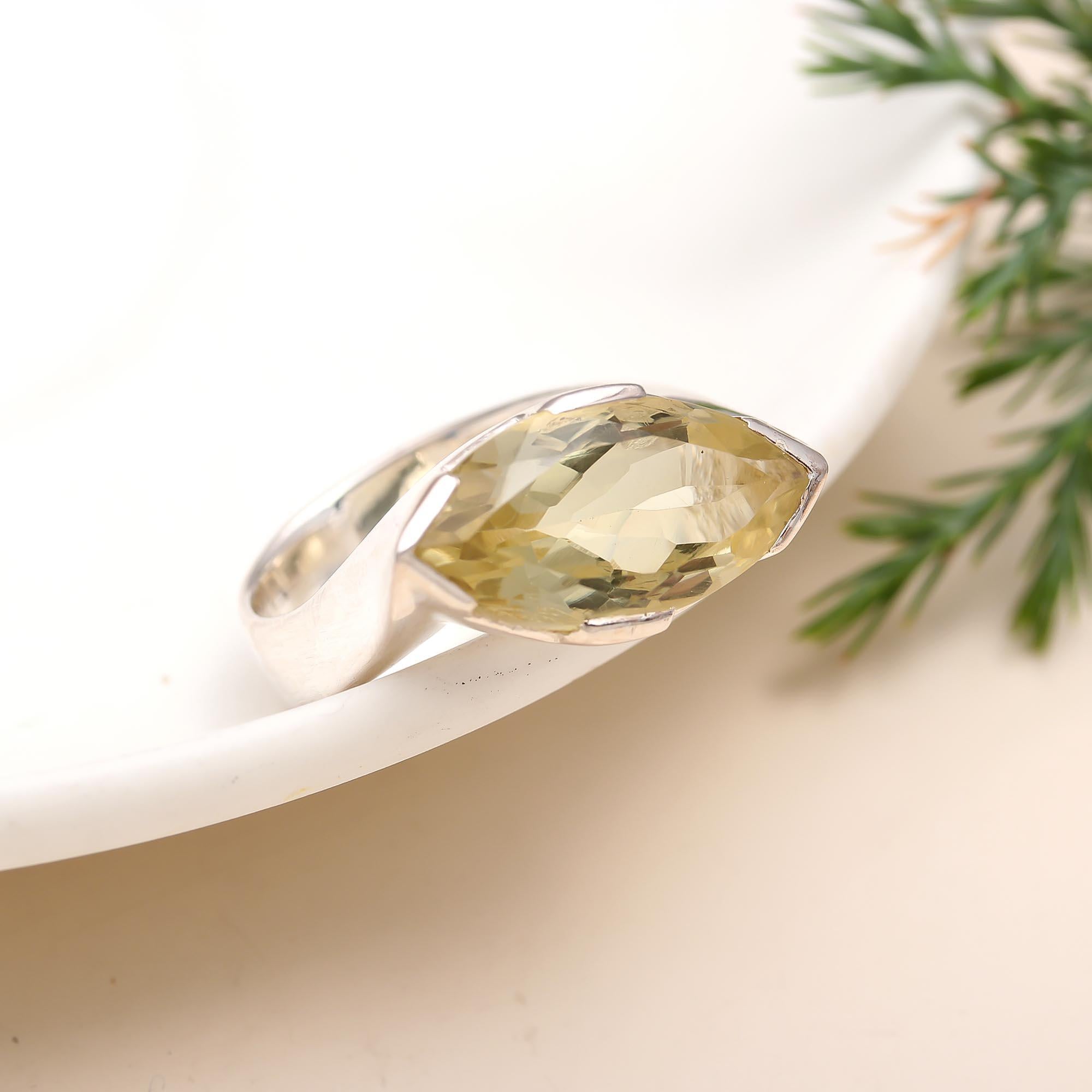 925 Silver Lemon Quartz Ring