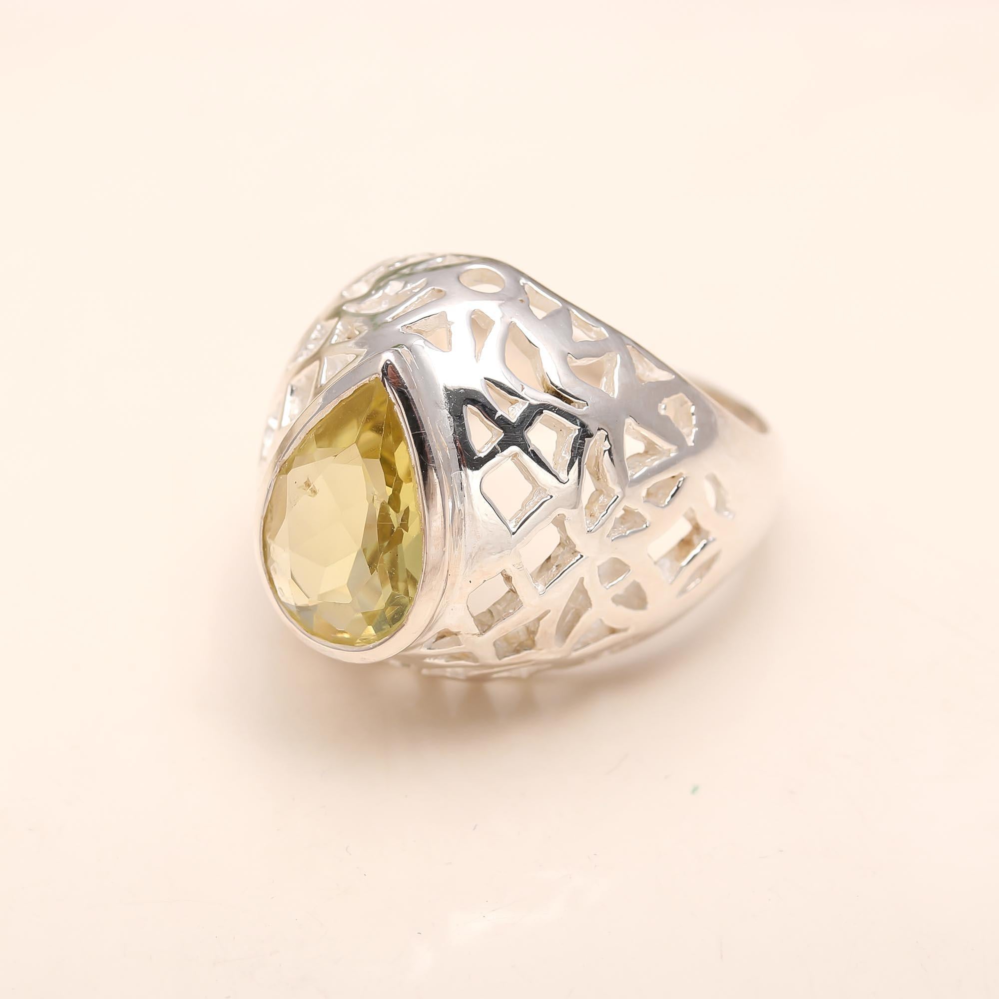 The Sun Drop: Pear Cut Lemon Quartz Ring