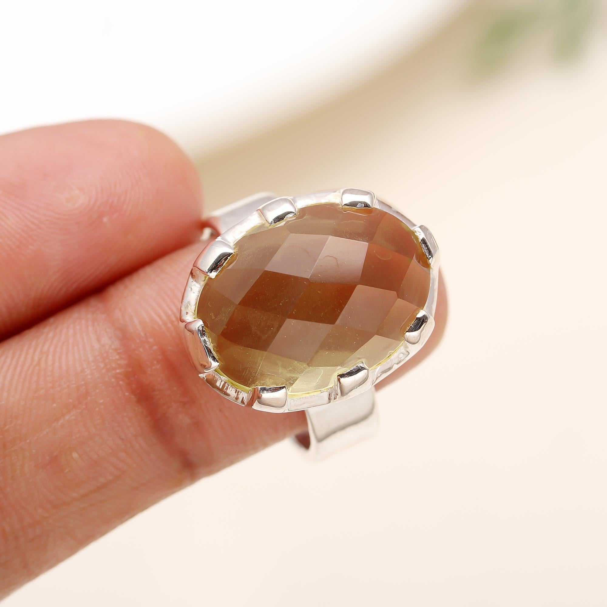925 Silver Lemon Quartz Ring
