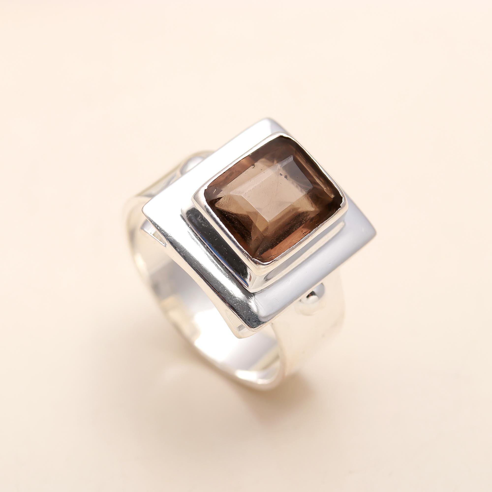 925 Silver Smoky Quartz Ring