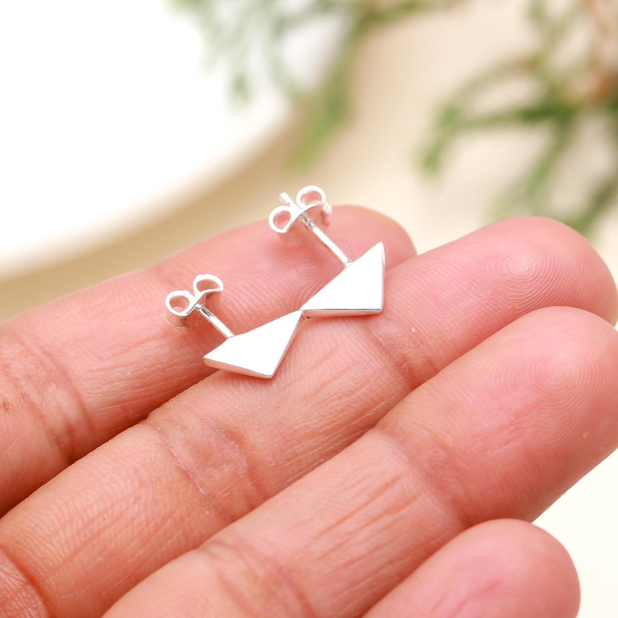 925 Silver Triangle Stud Earrings