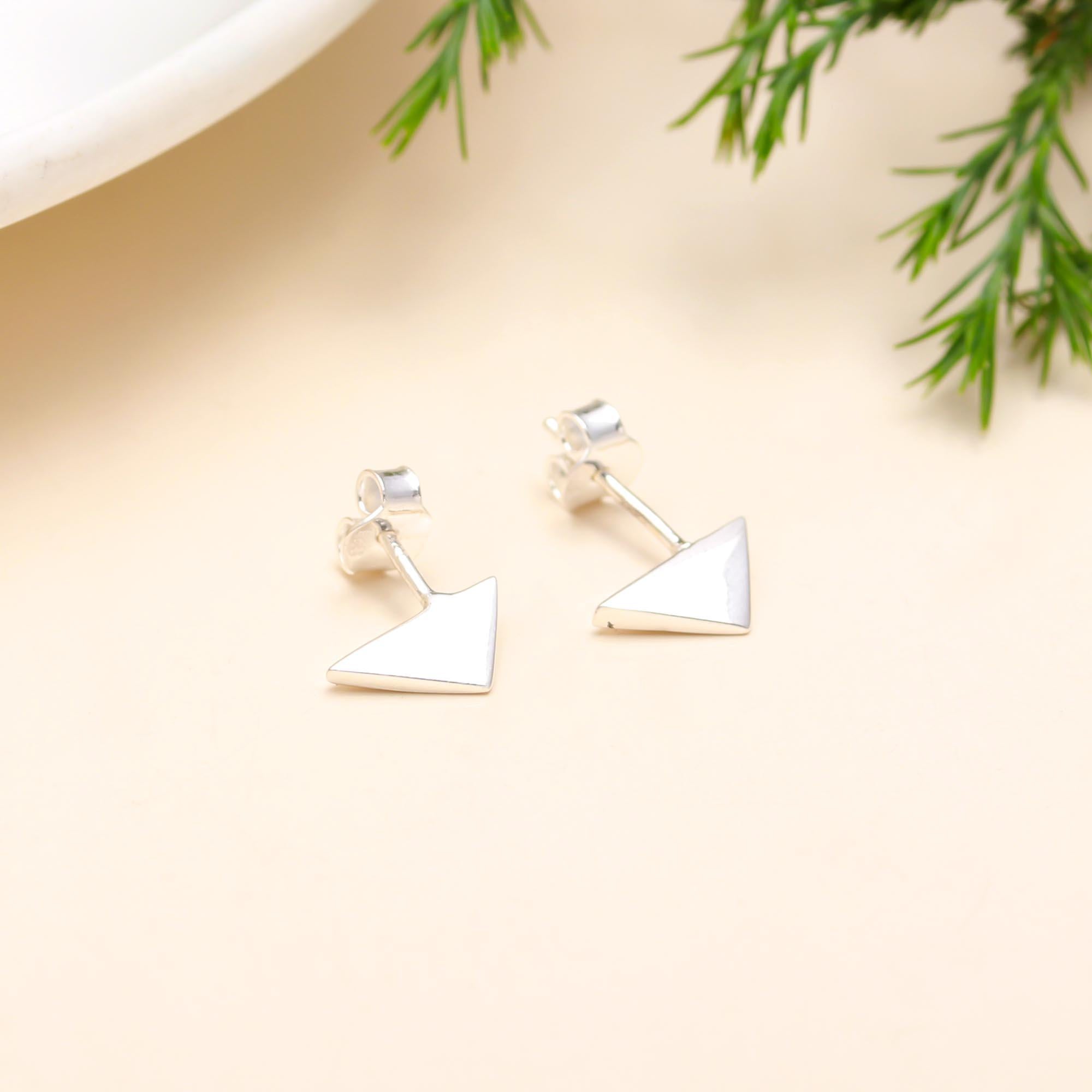 925 Sterling Silver Geometrical Earrings Push Back