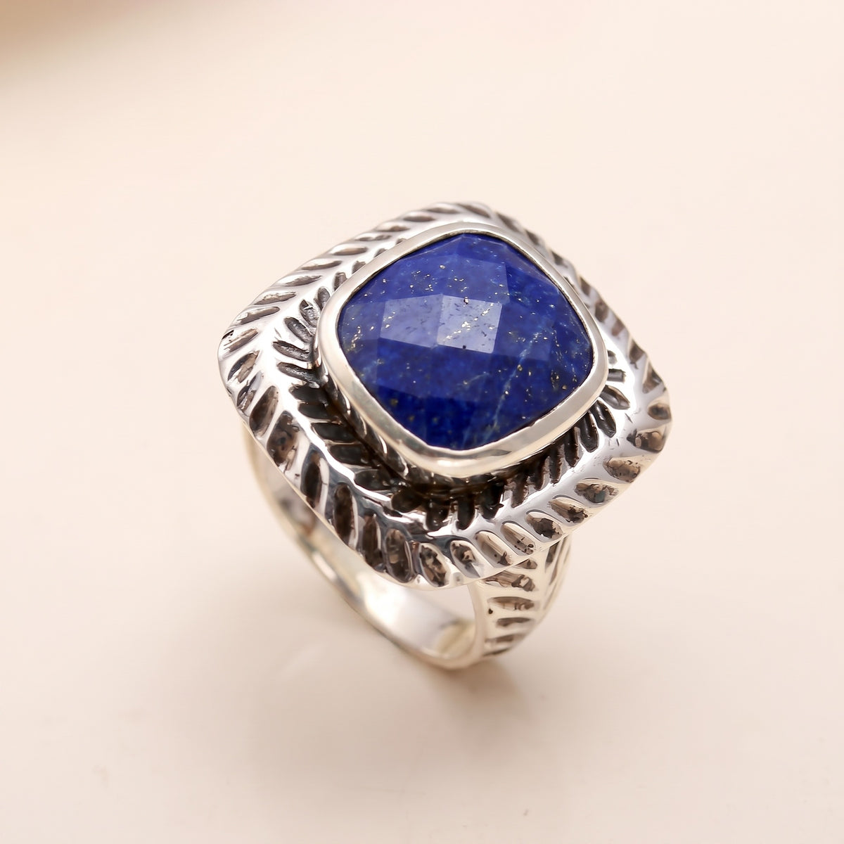 925 Silver Faceted Amethyst Ring