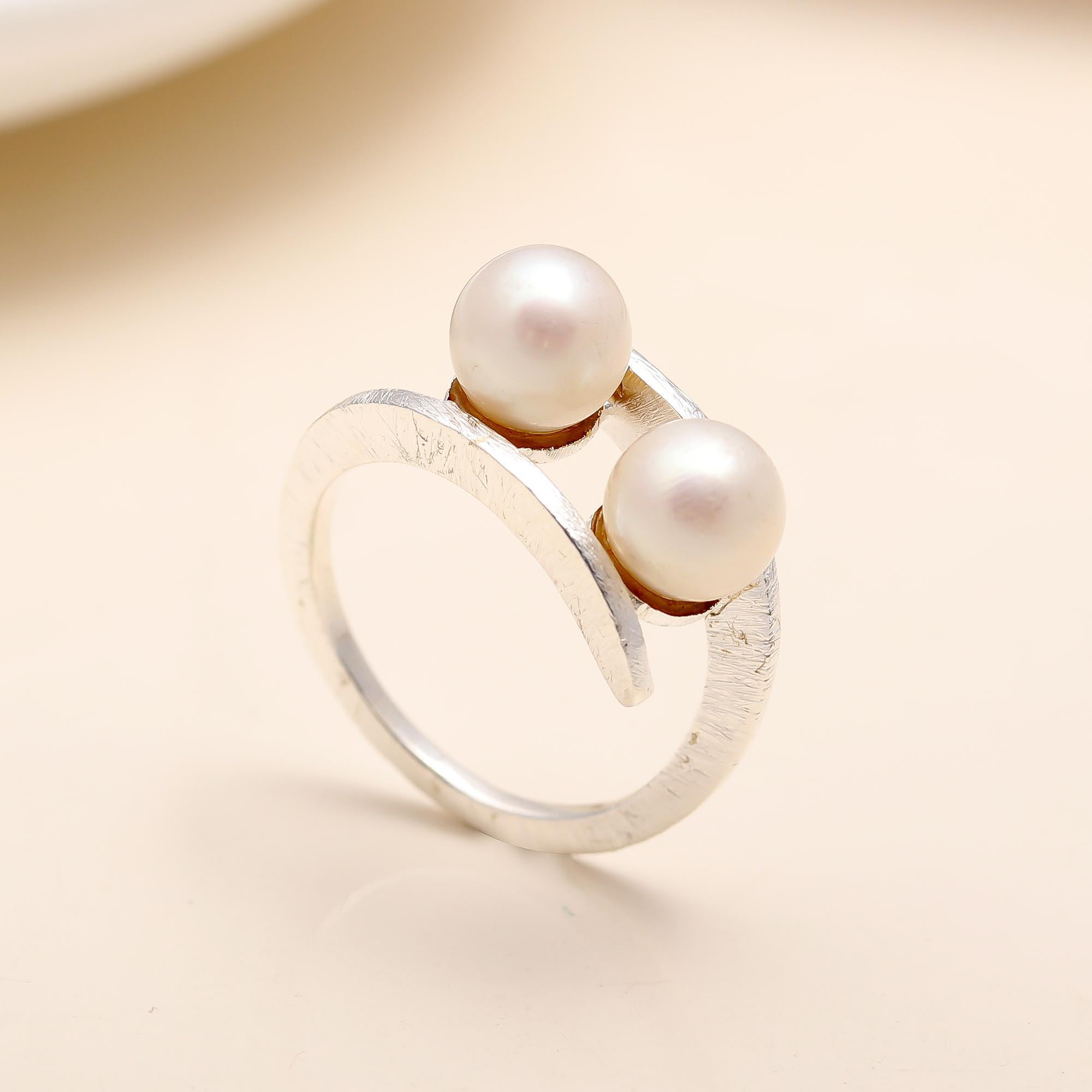 925 Silver Pearl Wrap Open Ring
