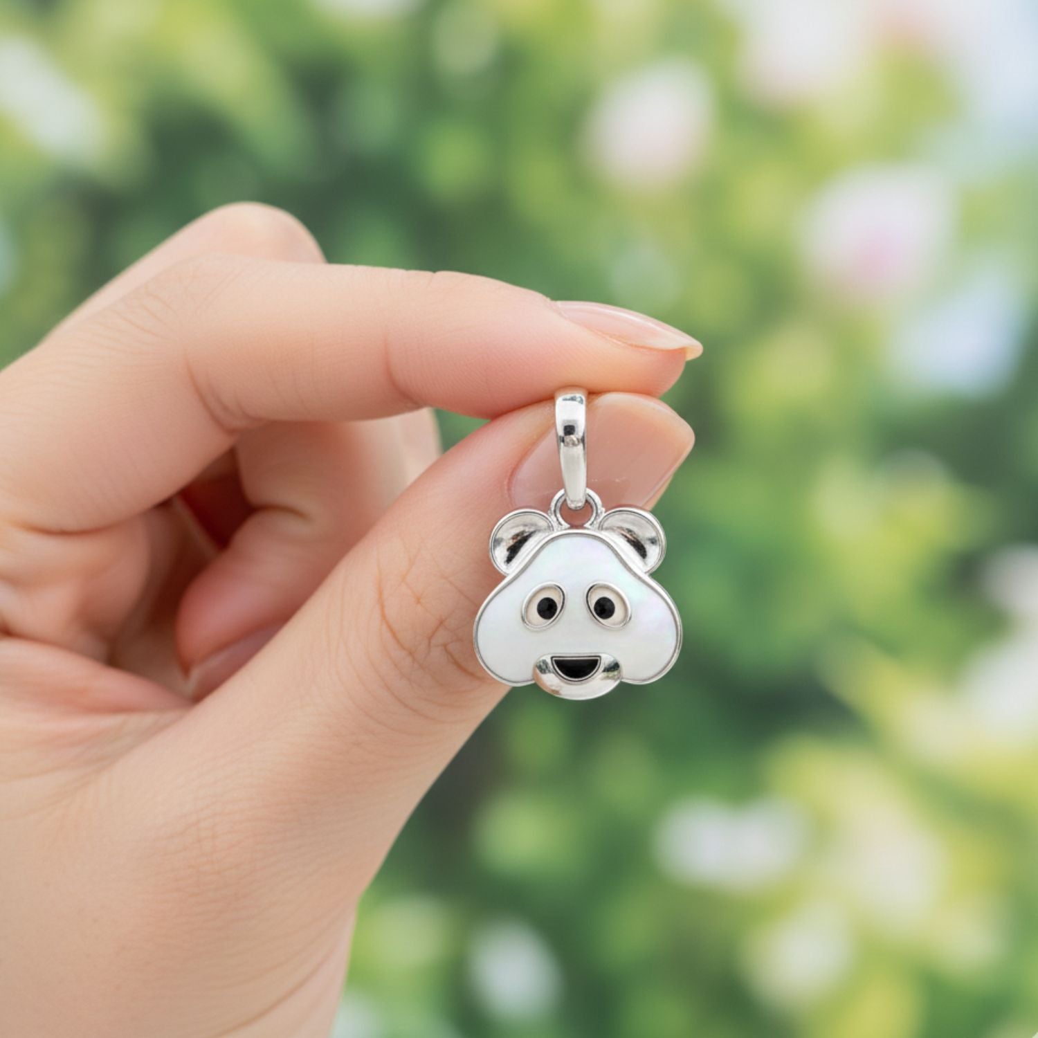 925 Sterling Silver Cute Panda Enamel Animal Charm Pendant for Kids & Women
