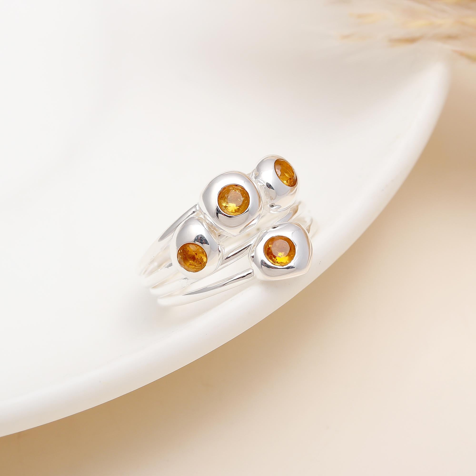 925 Silver Multi Citrine Wrap Ring