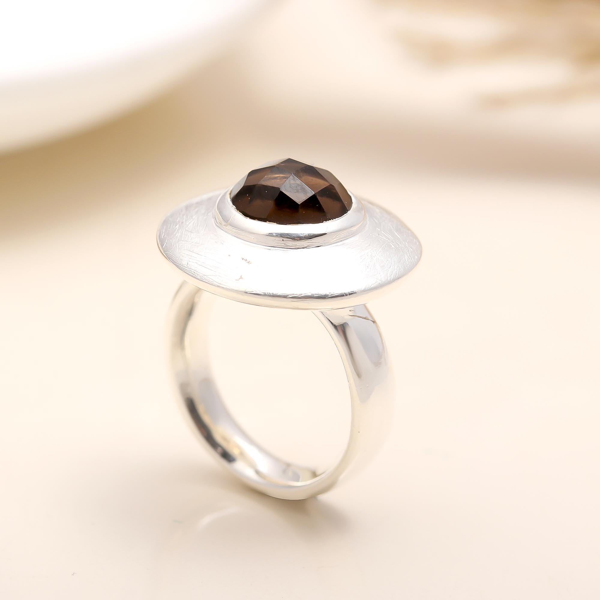 925 Silver Smoky Quartz Ring