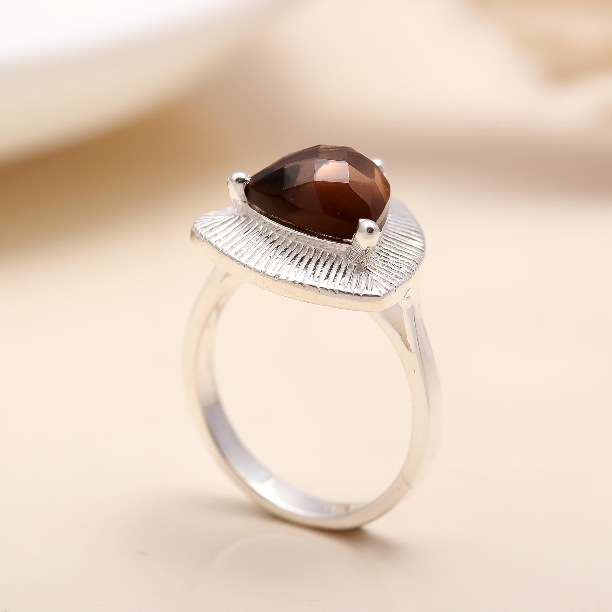 925 Silver Smoky Quartz Ring