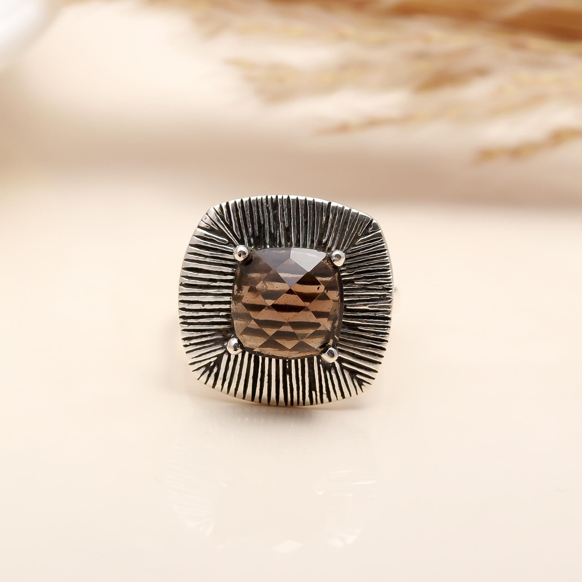 925 Silver Smoky Quartz Ring