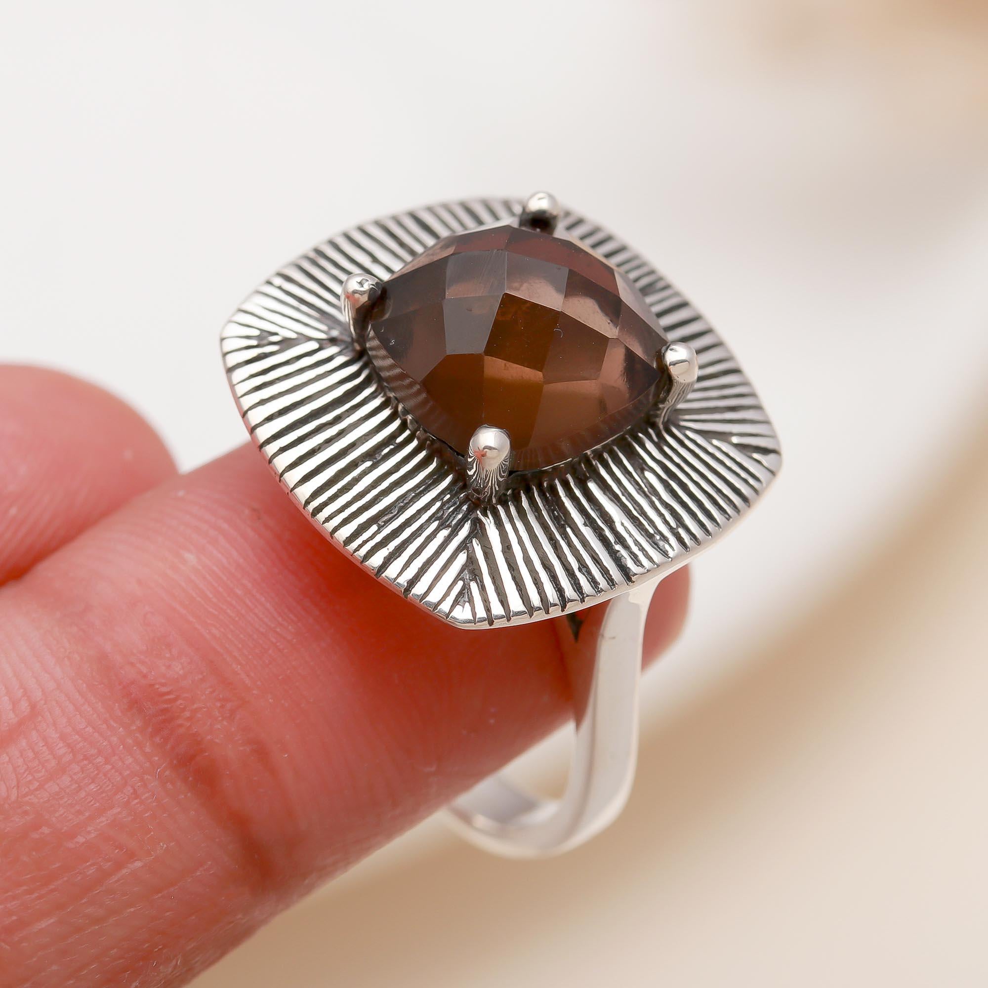925 Silver Smoky Quartz Ring