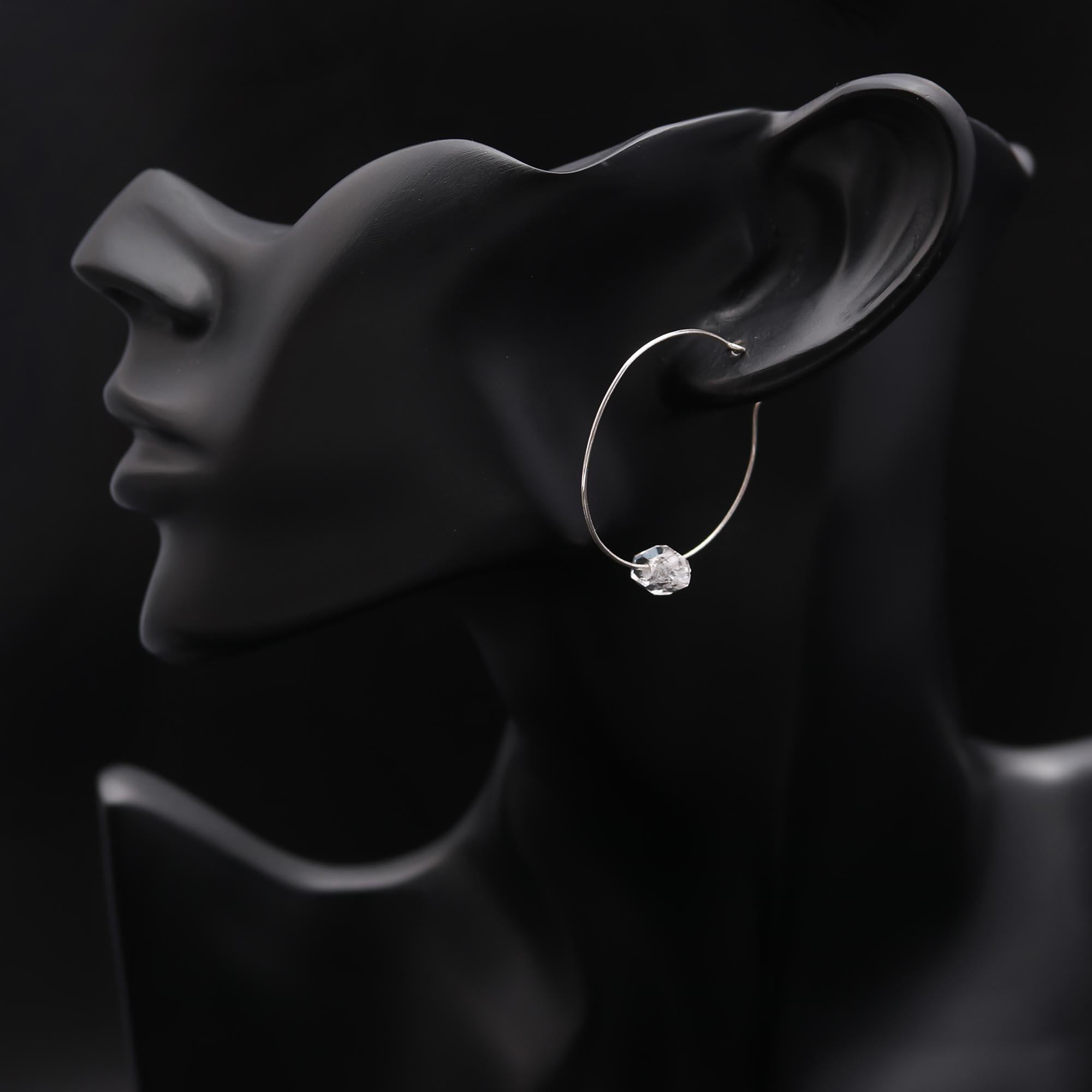 925 Silver Herkimer Quartz Hoop Earrings