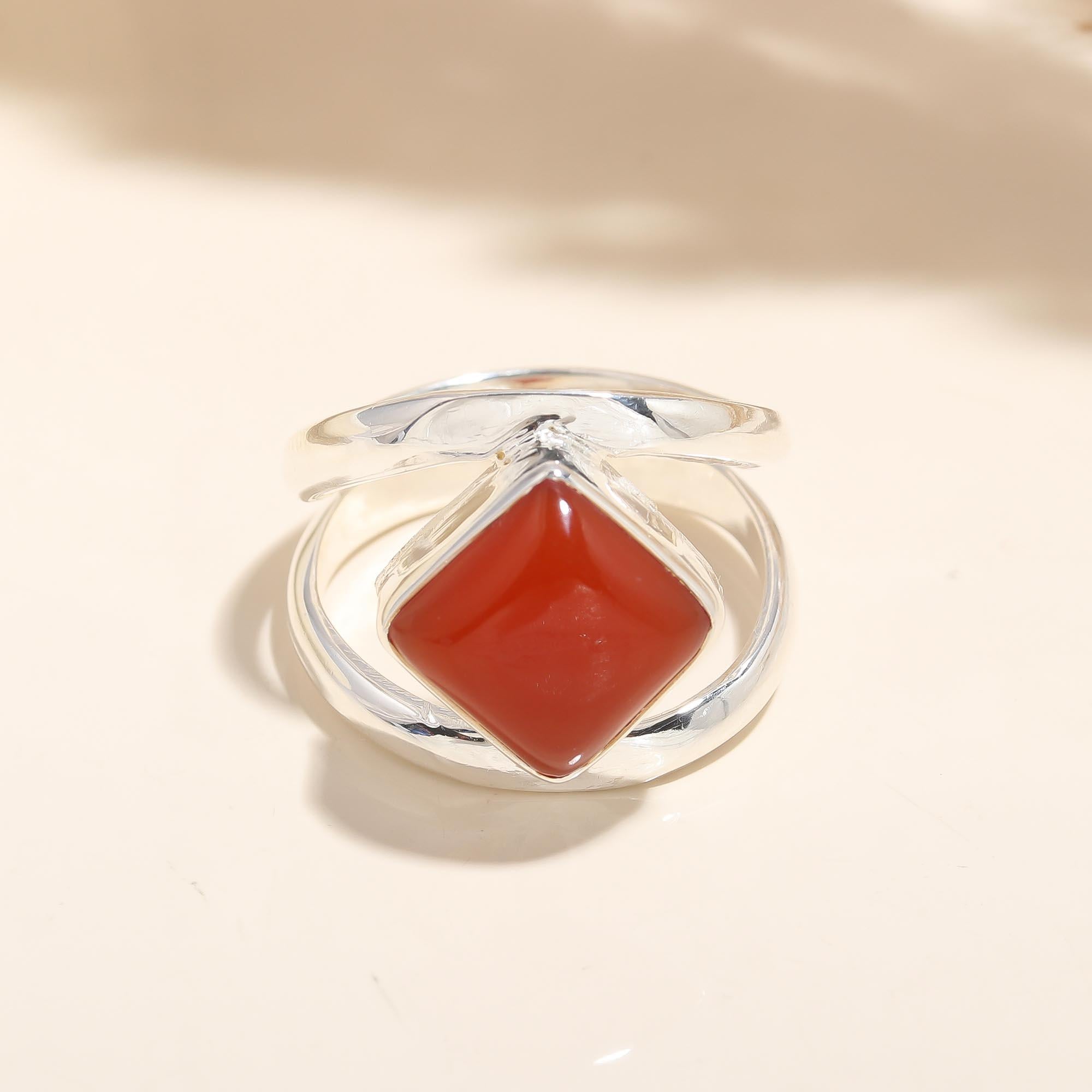925 Silver Red Onyx Crossover Ring