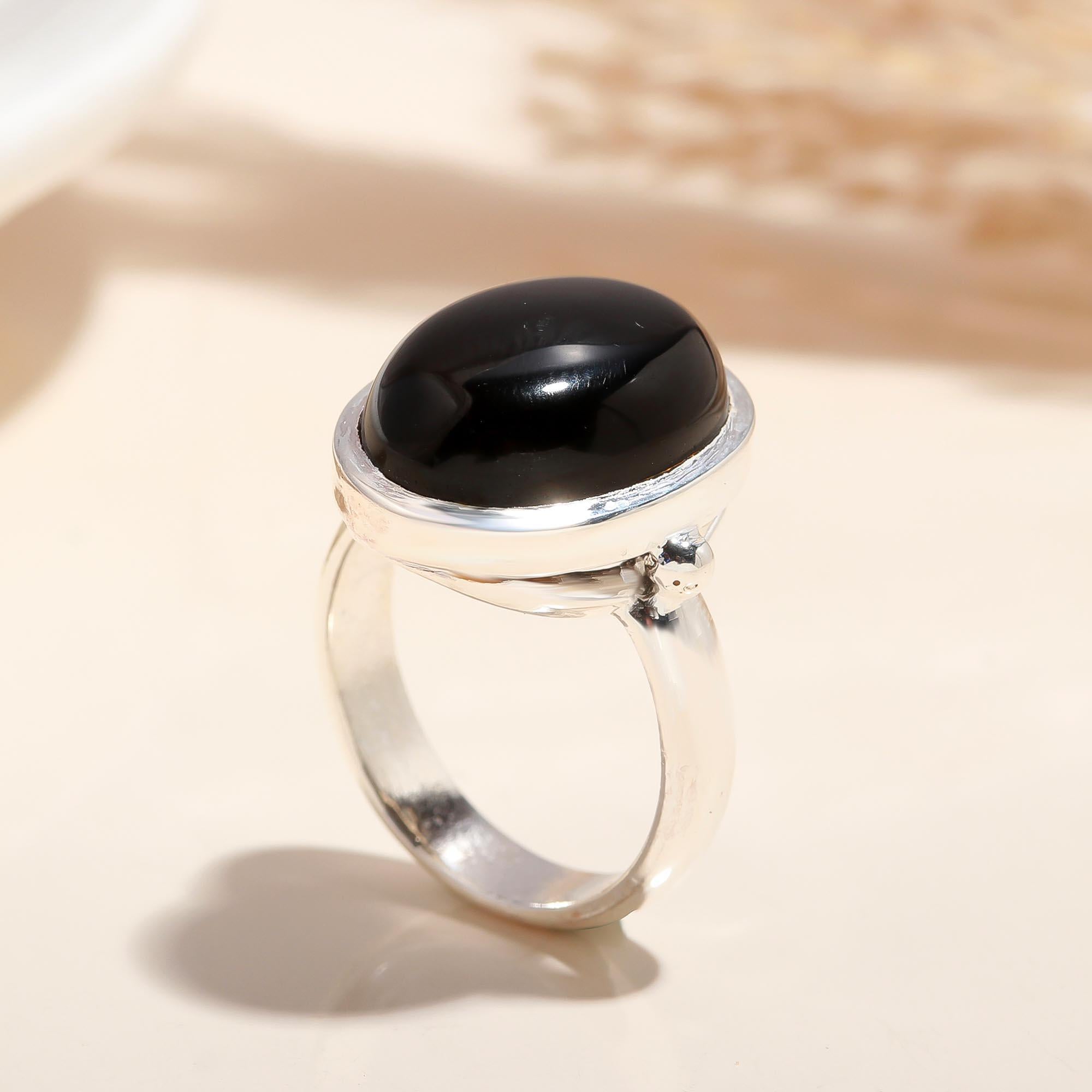 925 Silver Oval Black Onyx Ring