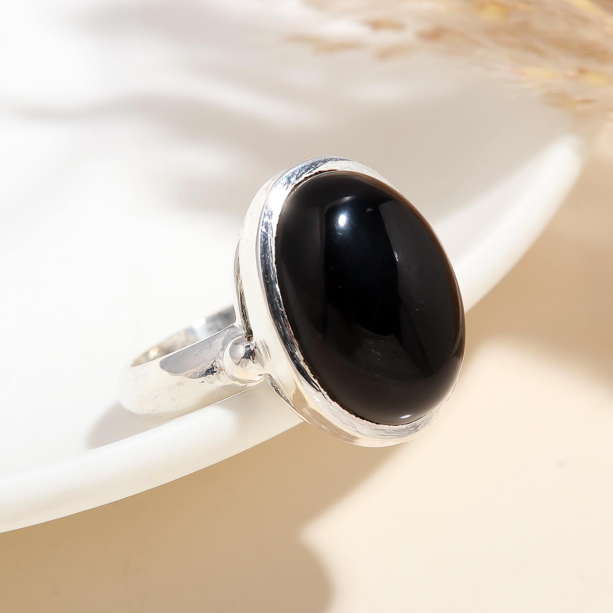 925 Silver Oval Black Onyx Ring