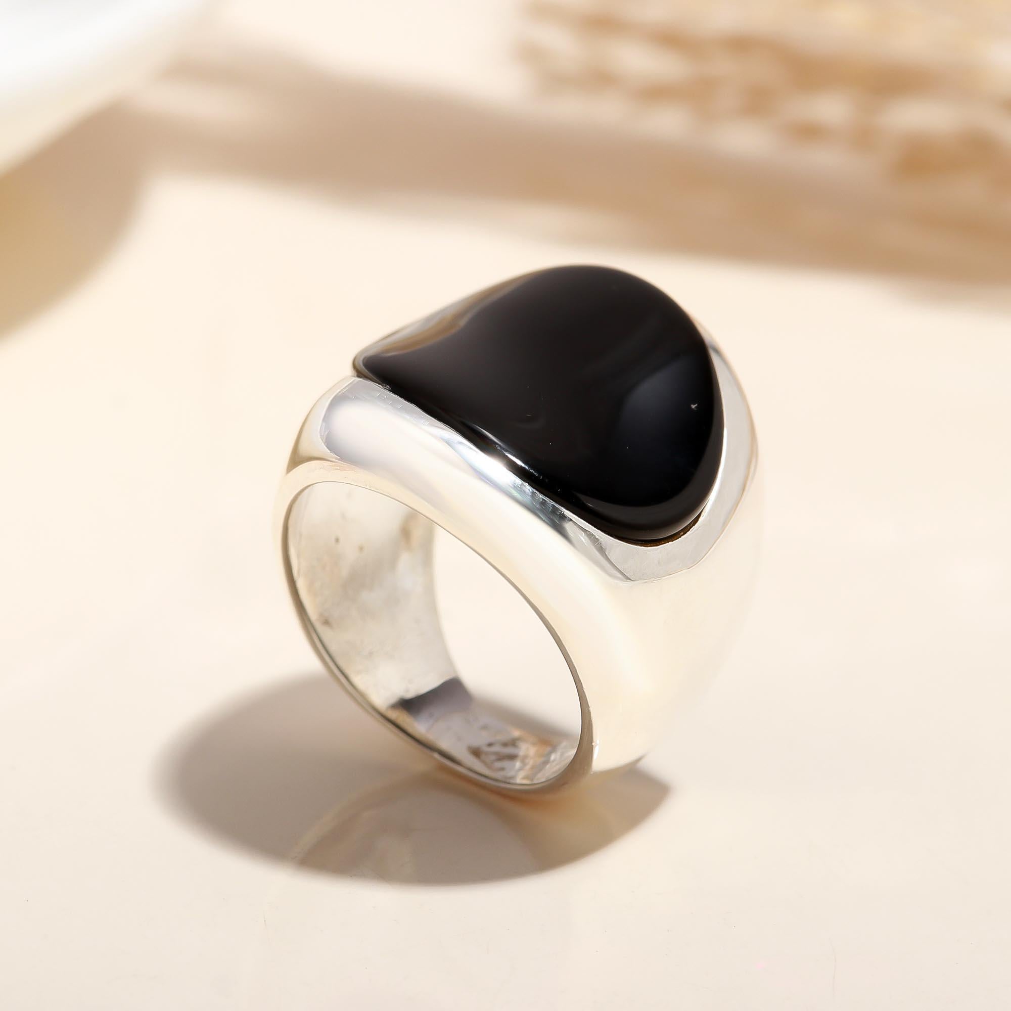 925 Silver Black Onyx Statement Ring