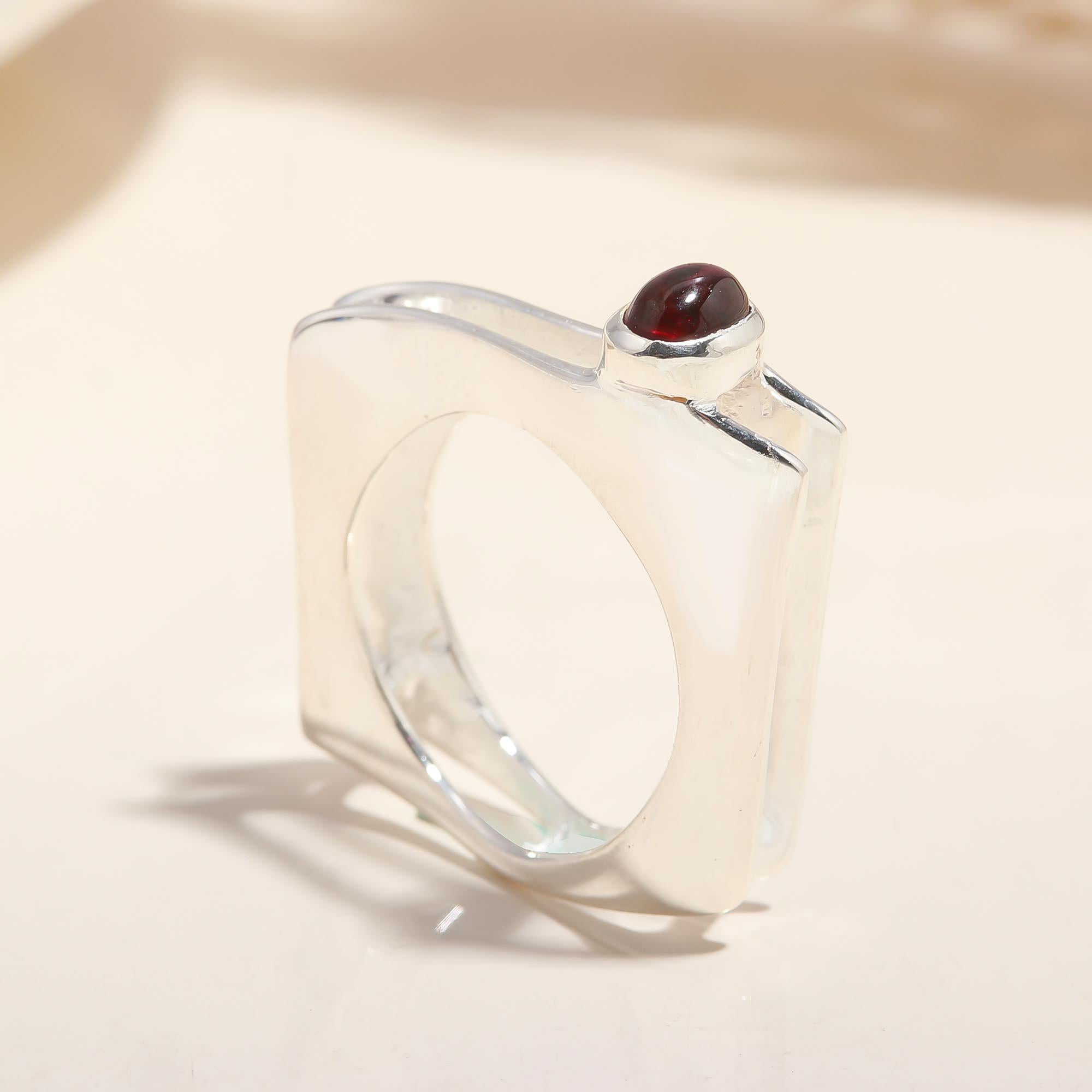 925 Silver Garnet Open Band Ring