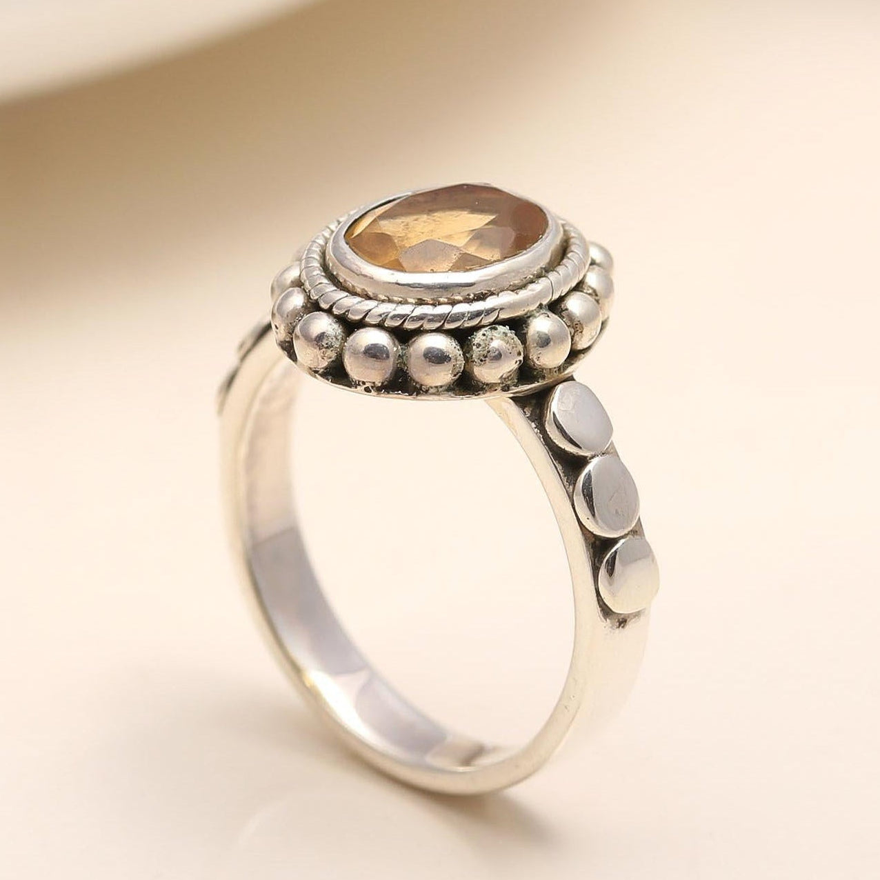 925 Silver Citrine Boho Ring